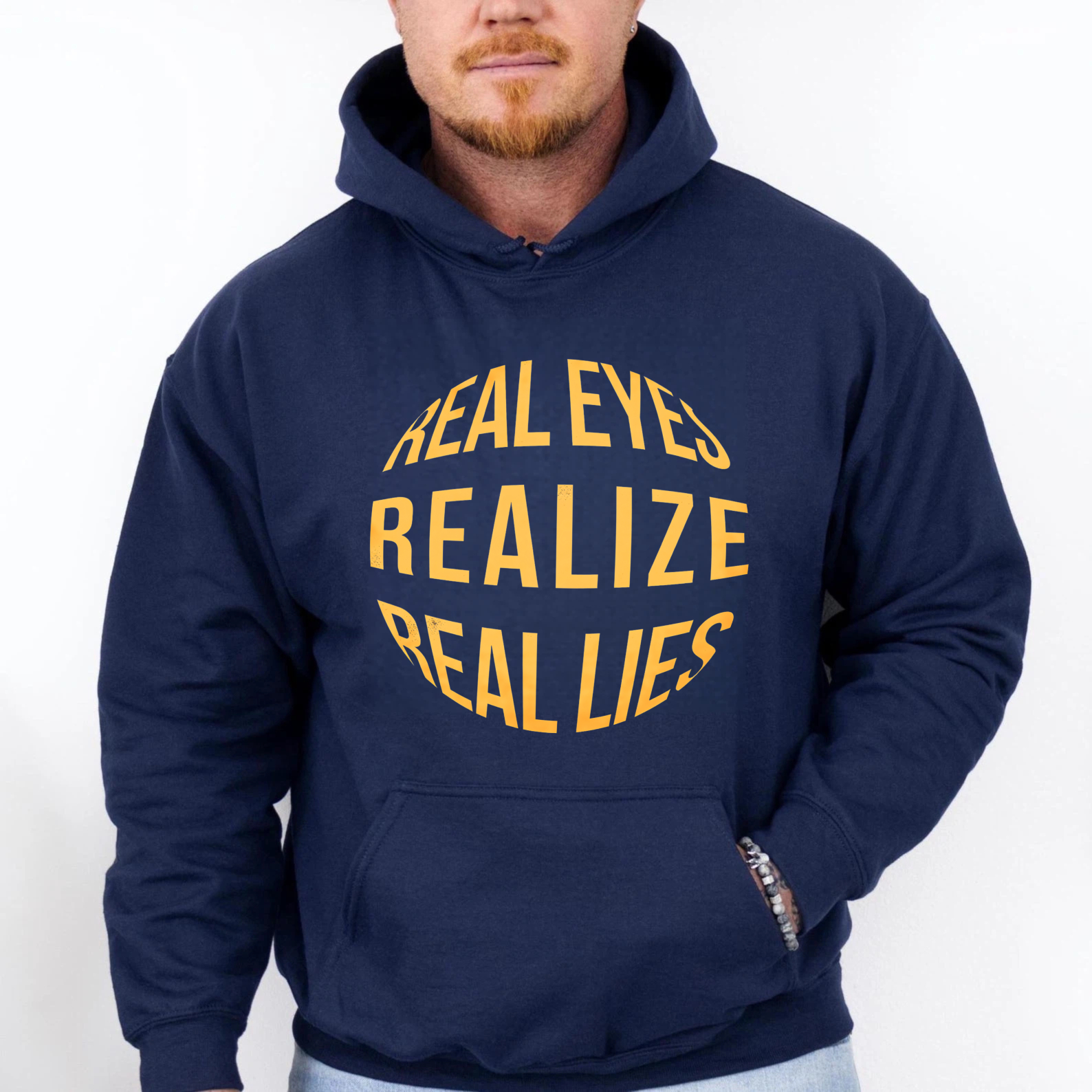 Dorawear™ Real Eyes Realize Real Lies Hoodie Black Sweatshirt With Pocket And Drawstring Hood For Men Women Unisex Casual Wear Fashion Statement Piece-Dorawear