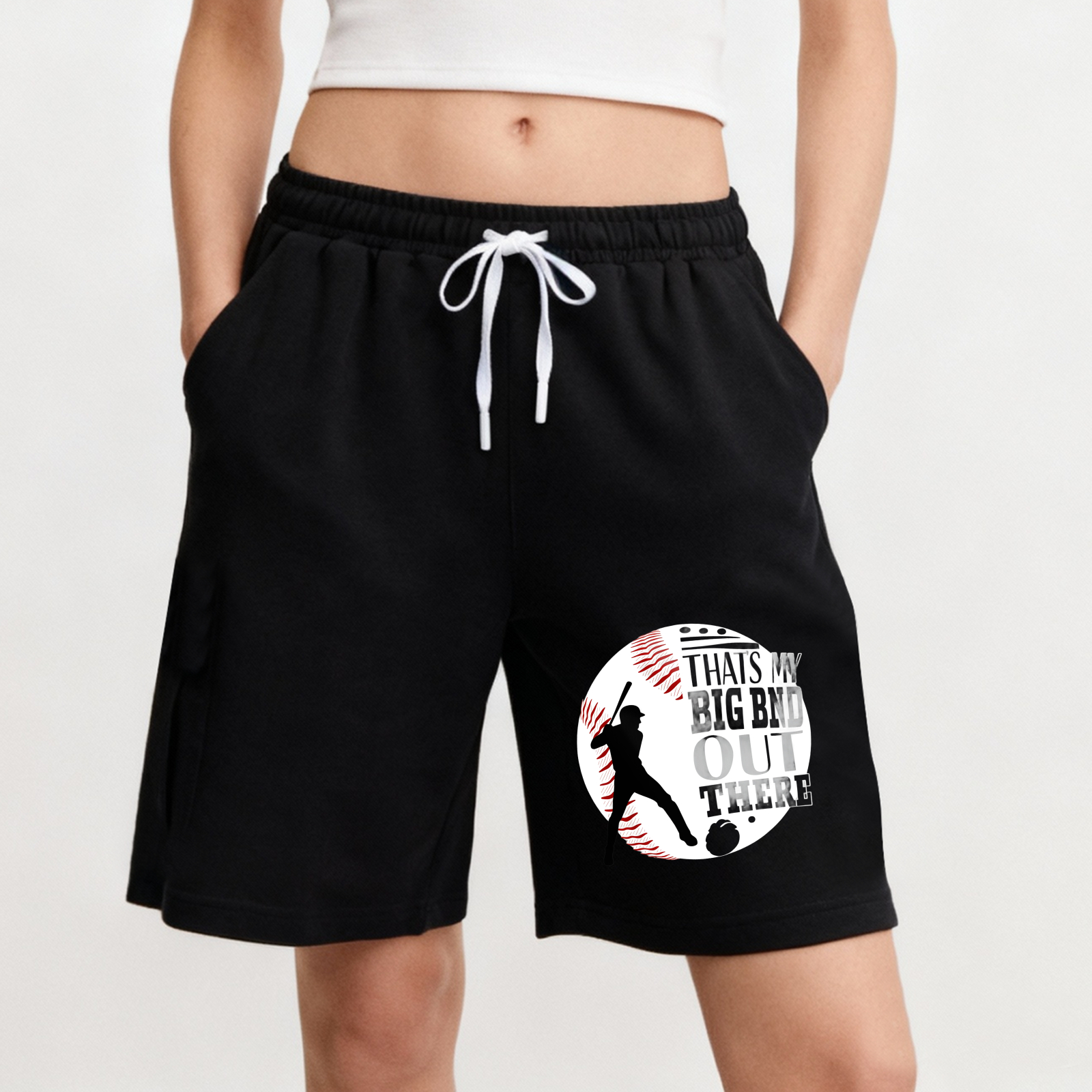 Dorawear™ Baseball Player Silhouette With Text Thats A Big Bird Out There Shorts-Dorawear