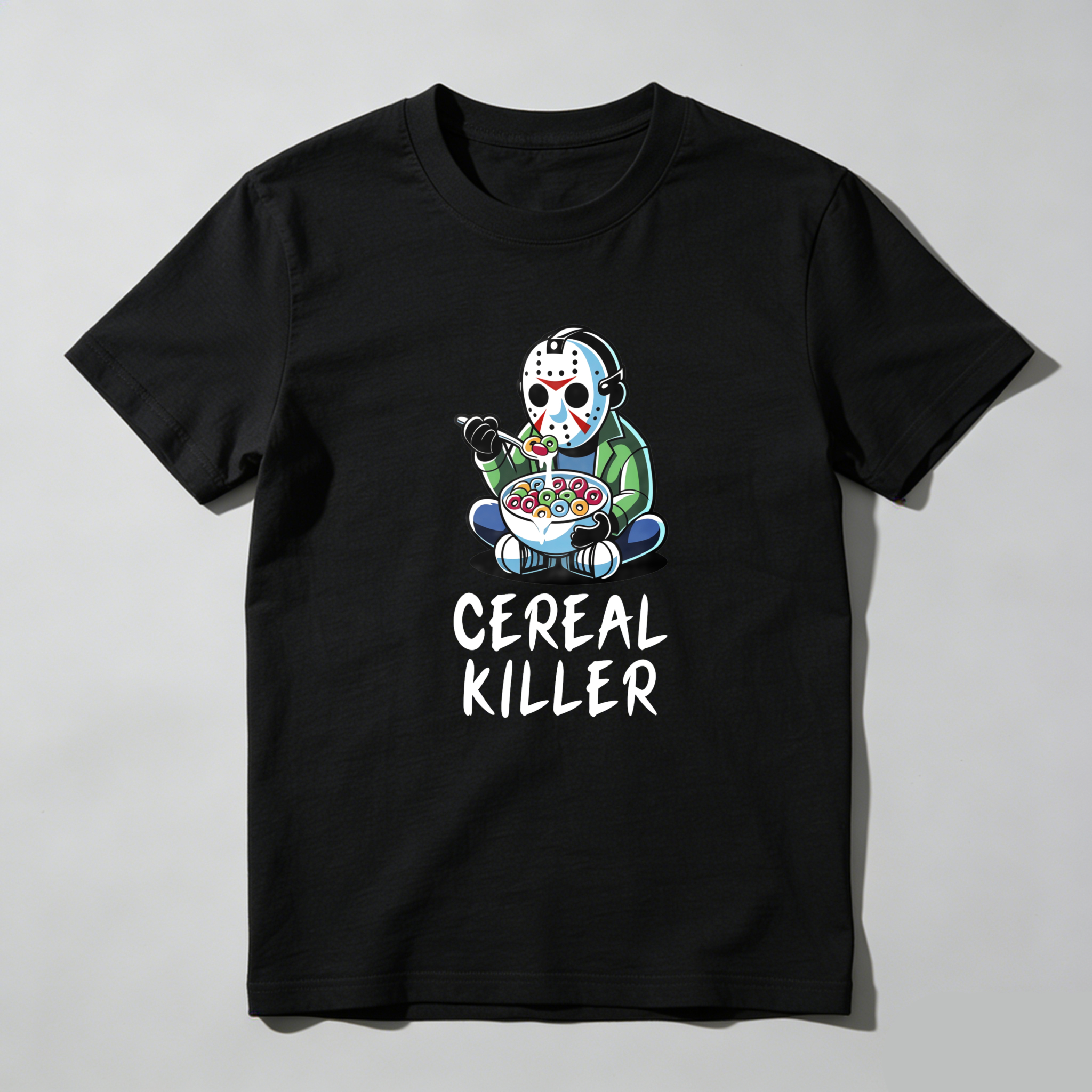 Cereal Killer Character Eating Cereal tshirt 100% cotton