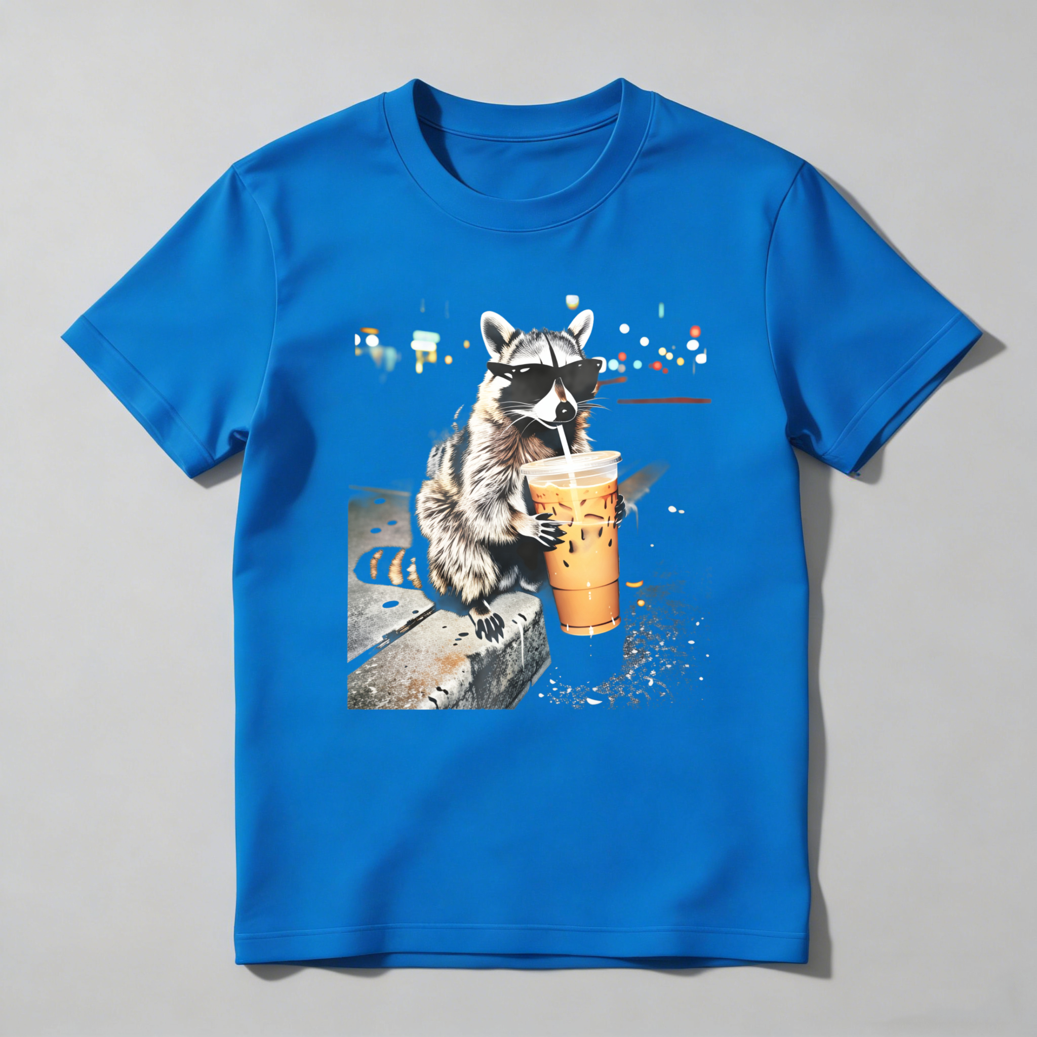 Dorawear™ Raccoon Wearing Sunglasses Drinking Iced Coffee At Night T Shirt