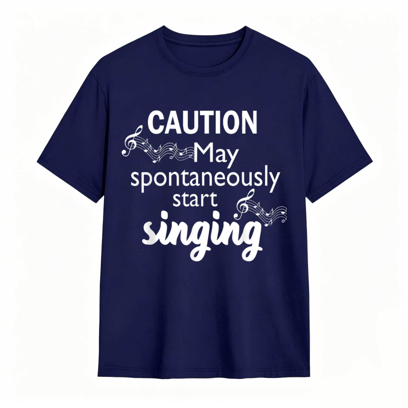 Dorawear™   Caution May Spontaneously Start Singing Music Notes Design T-shirt