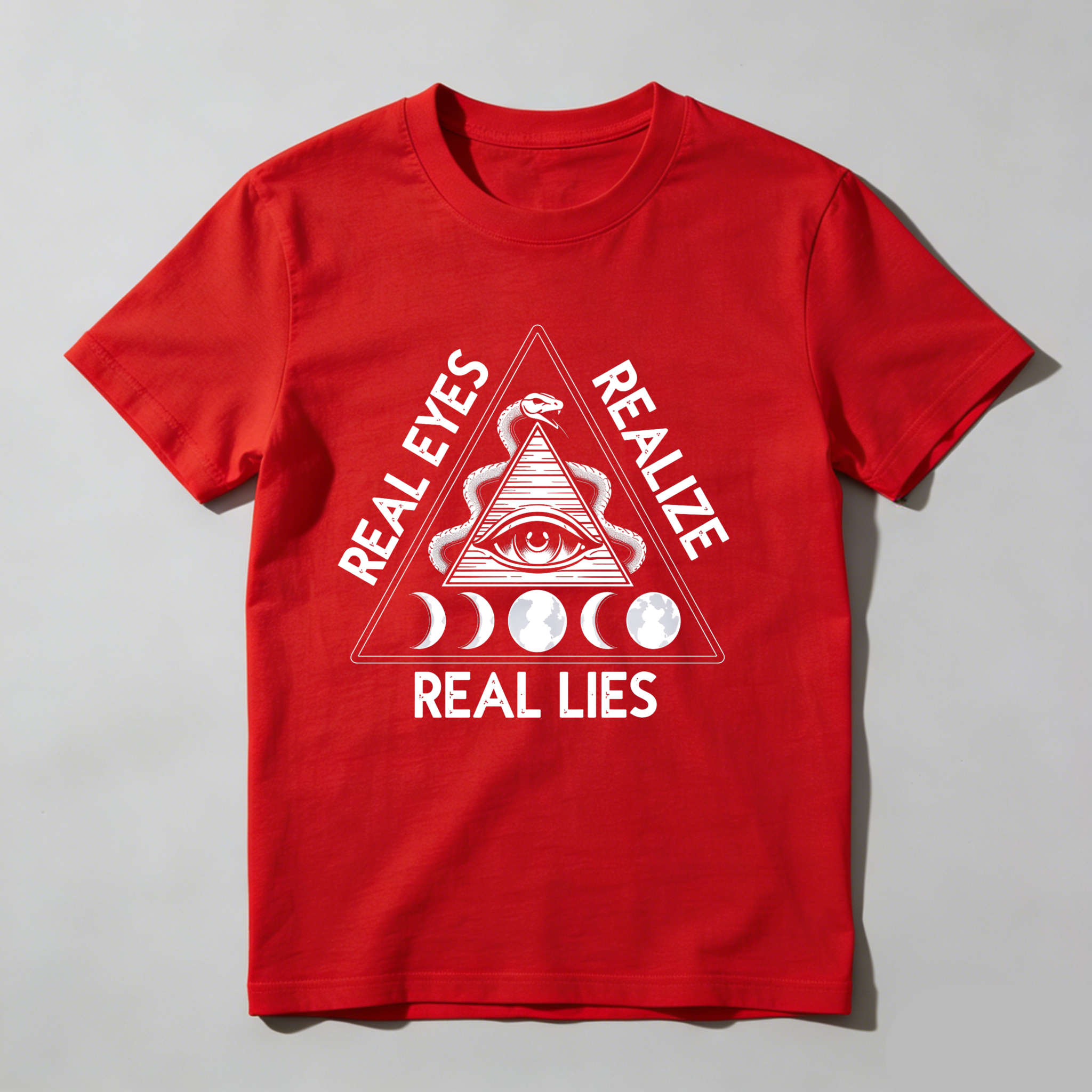 Dorawear™Real Eyes Realize Real Lies Pyramid Eye Snake Moon Phases  T Shirt