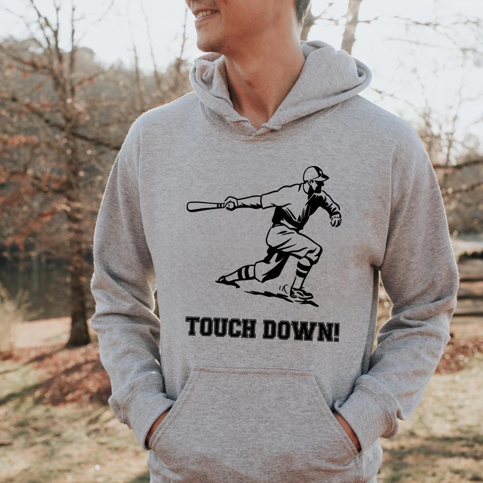 Dorawear™ Baseball Player Touch Down Hoodie Black Sport Design Sweatshirt For Men And Women Unisex Casual Wear-Dorawear