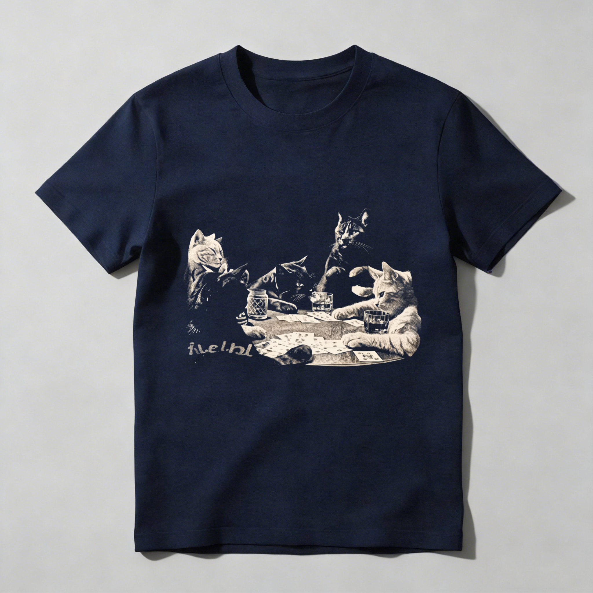 Dorawear™ Cats Playing Cards With Wine And Cheese T Shirt
