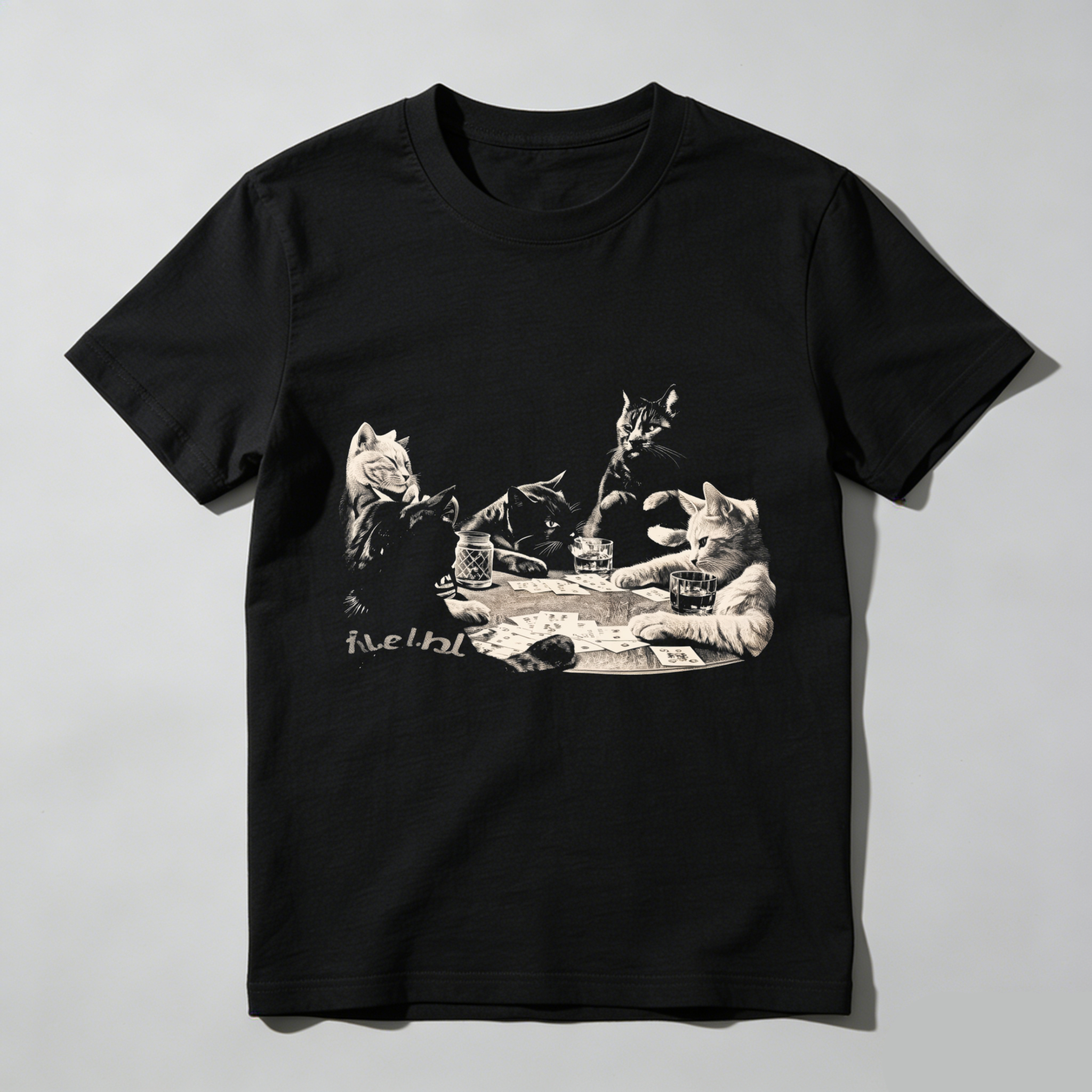 Dorawear™ Cats Playing Cards With Wine And Cheese T Shirt