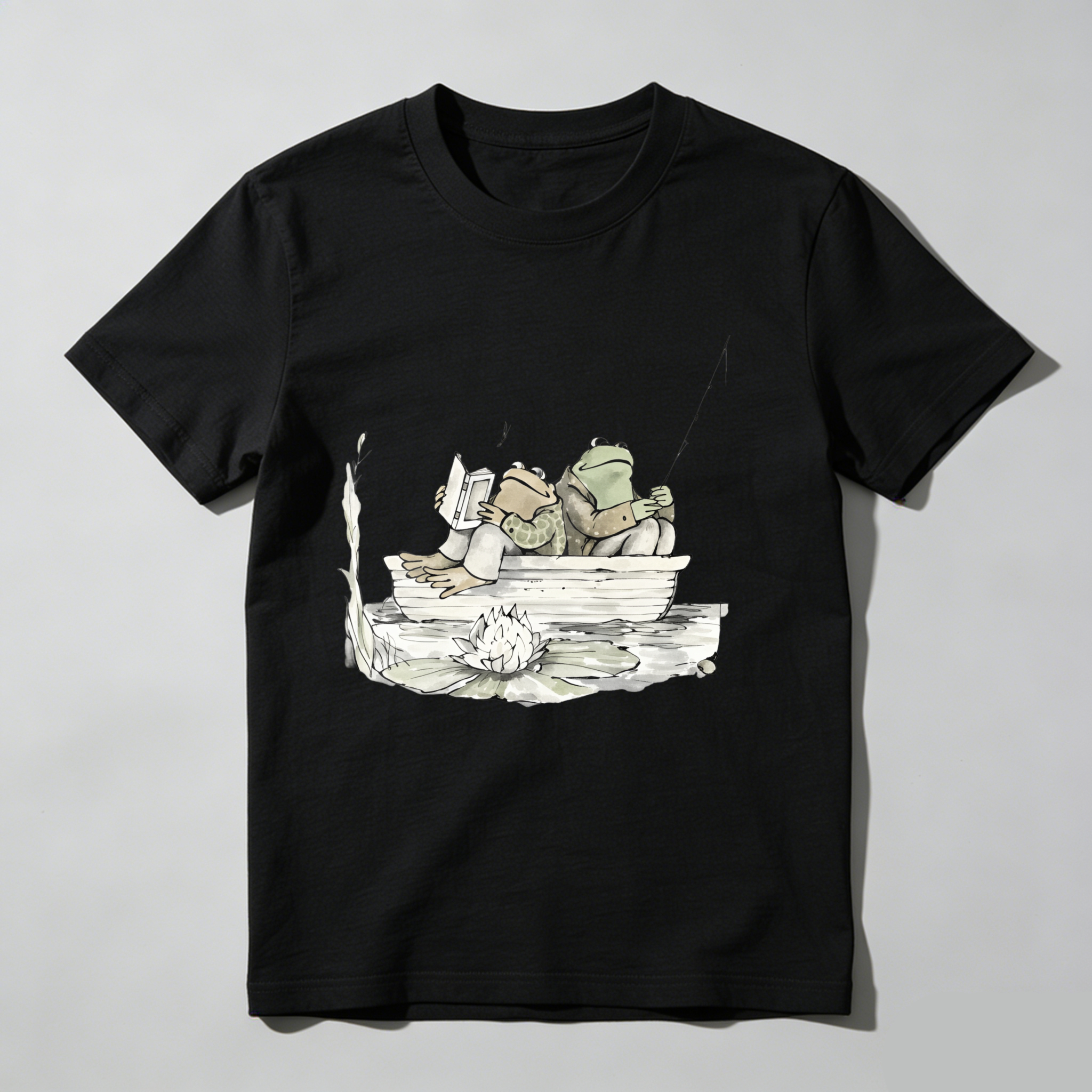 Dorawear™ Frogs Fishing In Boat On Lily Pad T Shirt