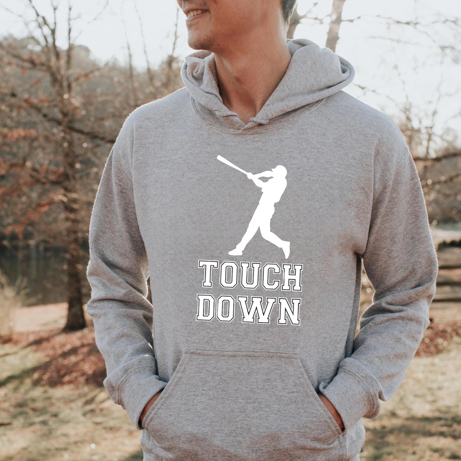 Dorawear™ Touch Down Baseball Player Silhouette Hoodie Black Sweatshirt Sport Design Casual Wear For Men Women Unisex Apparel-Dorawear