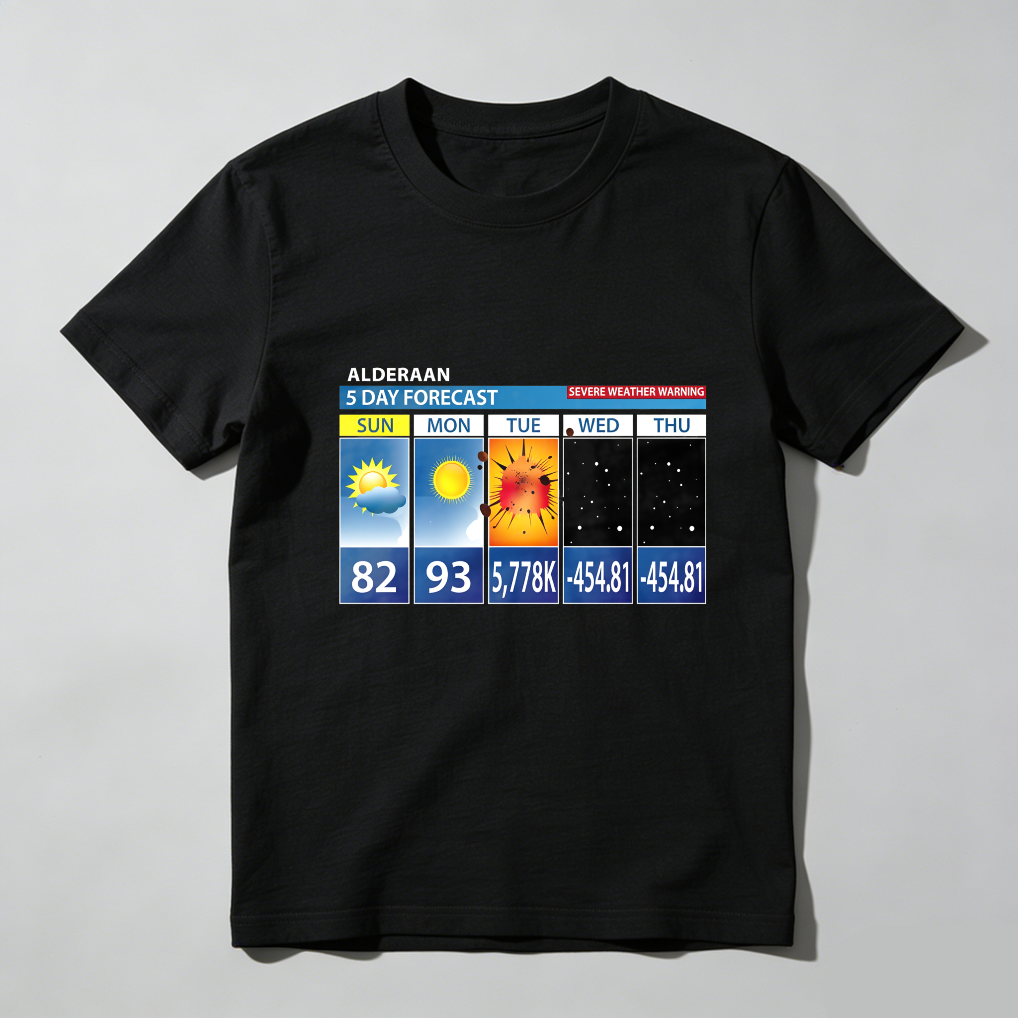 Dorawear Alderaan Weather Forecast With Extreme Temperatures T Shirt