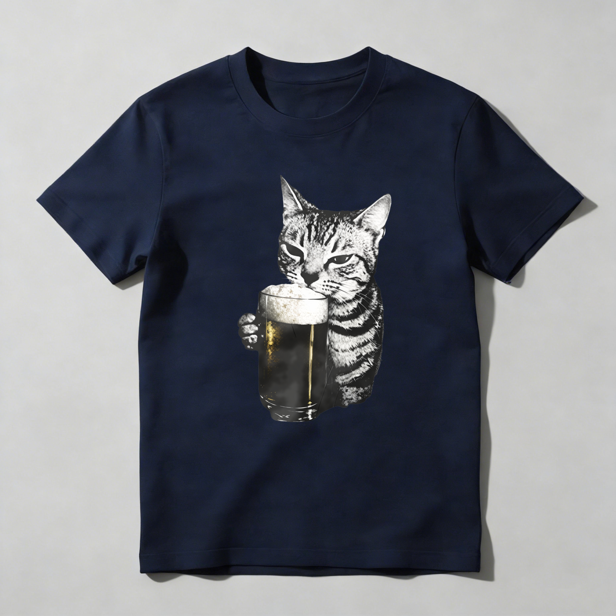 Dorawear™ Cat Holding Beer Glass Print T Shirt