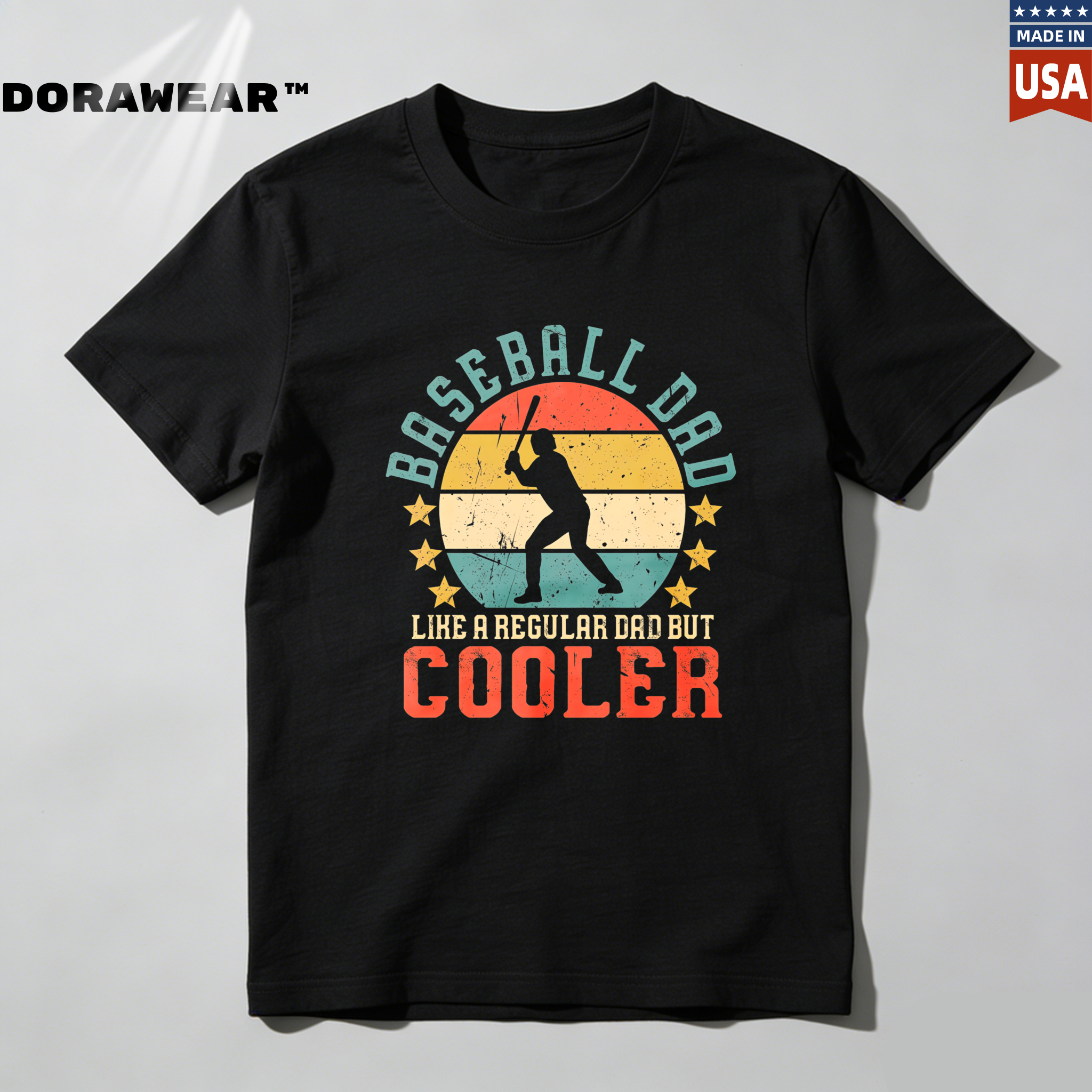 Dorawear™ Baseball Dad Like A Regular Dad But Cooler  T Shirt-Dorawear