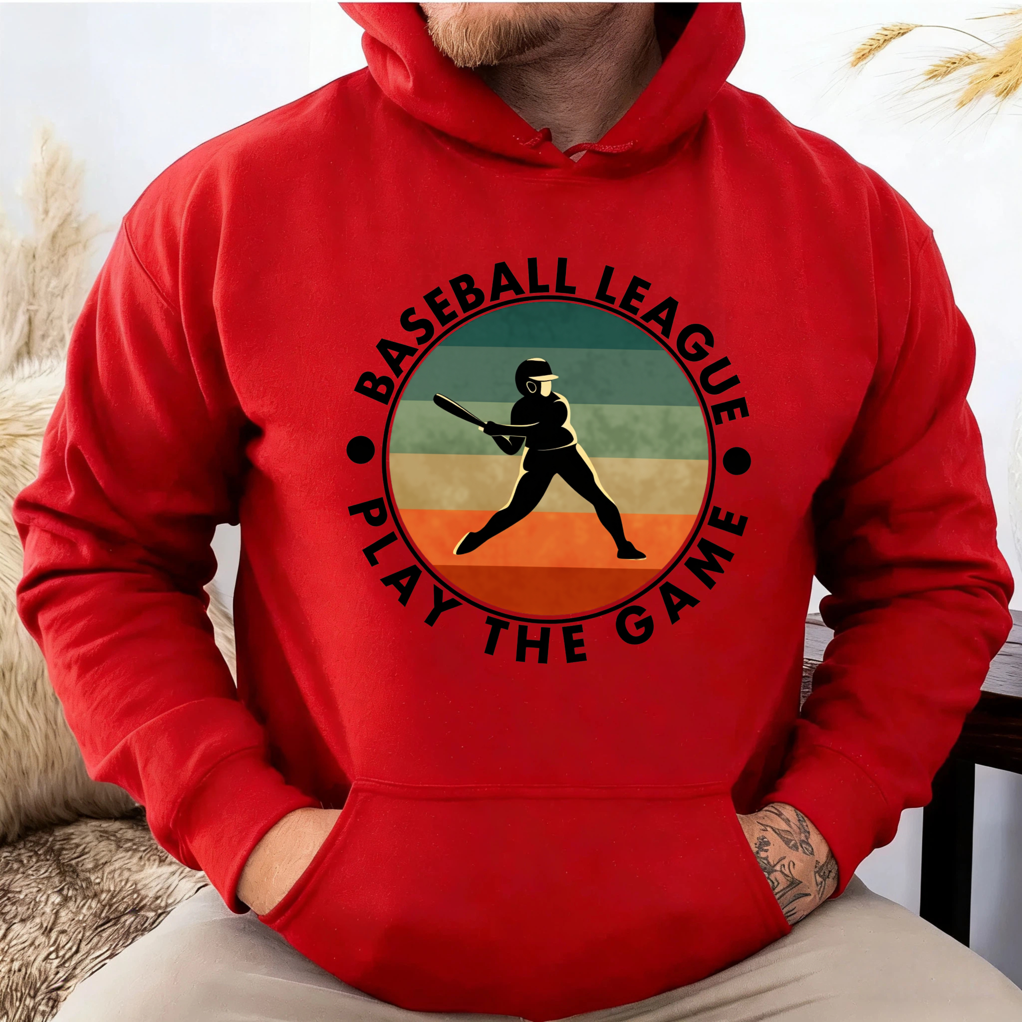 Dorawear™ Baseball League Play The Game Vintage Sport Hoodie Men Women Unisex Sweatshirt Casual Wear Athletic Apparel-Dorawear