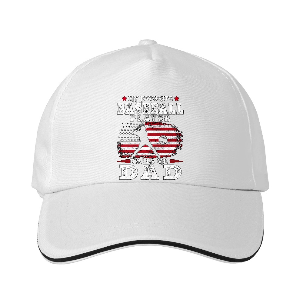 Dorawear™ Baseball Cap My Favorite Baseball Player Calls Me Dad American Flag Design Fatherhood Gift