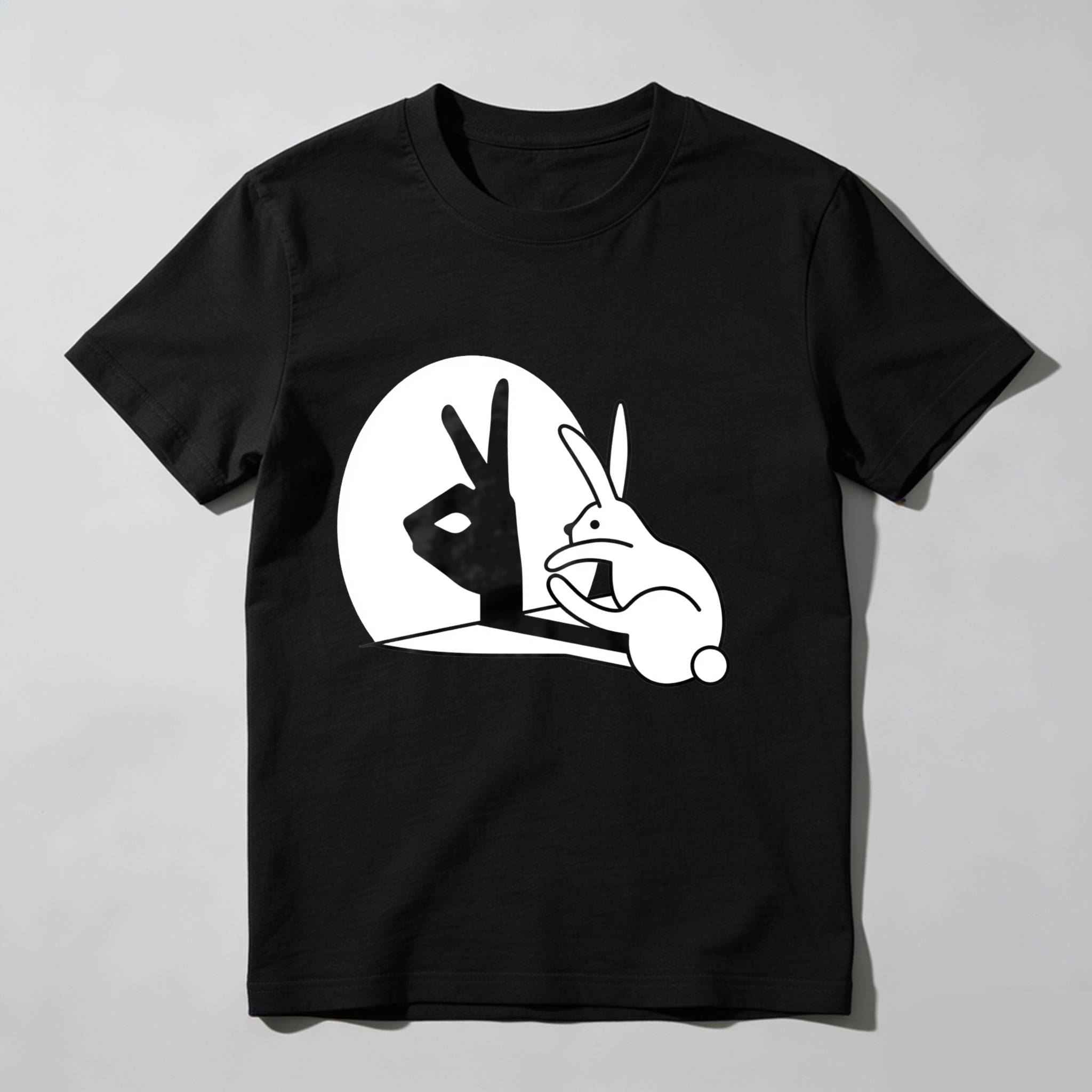 Dorawear™ Rabbit Making Peace Sign In Moon T Shirt