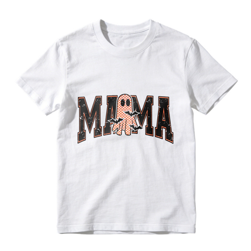 Mama With Cute Ghost And Bats Halloween Graphic, Unisex Classic T-shirt