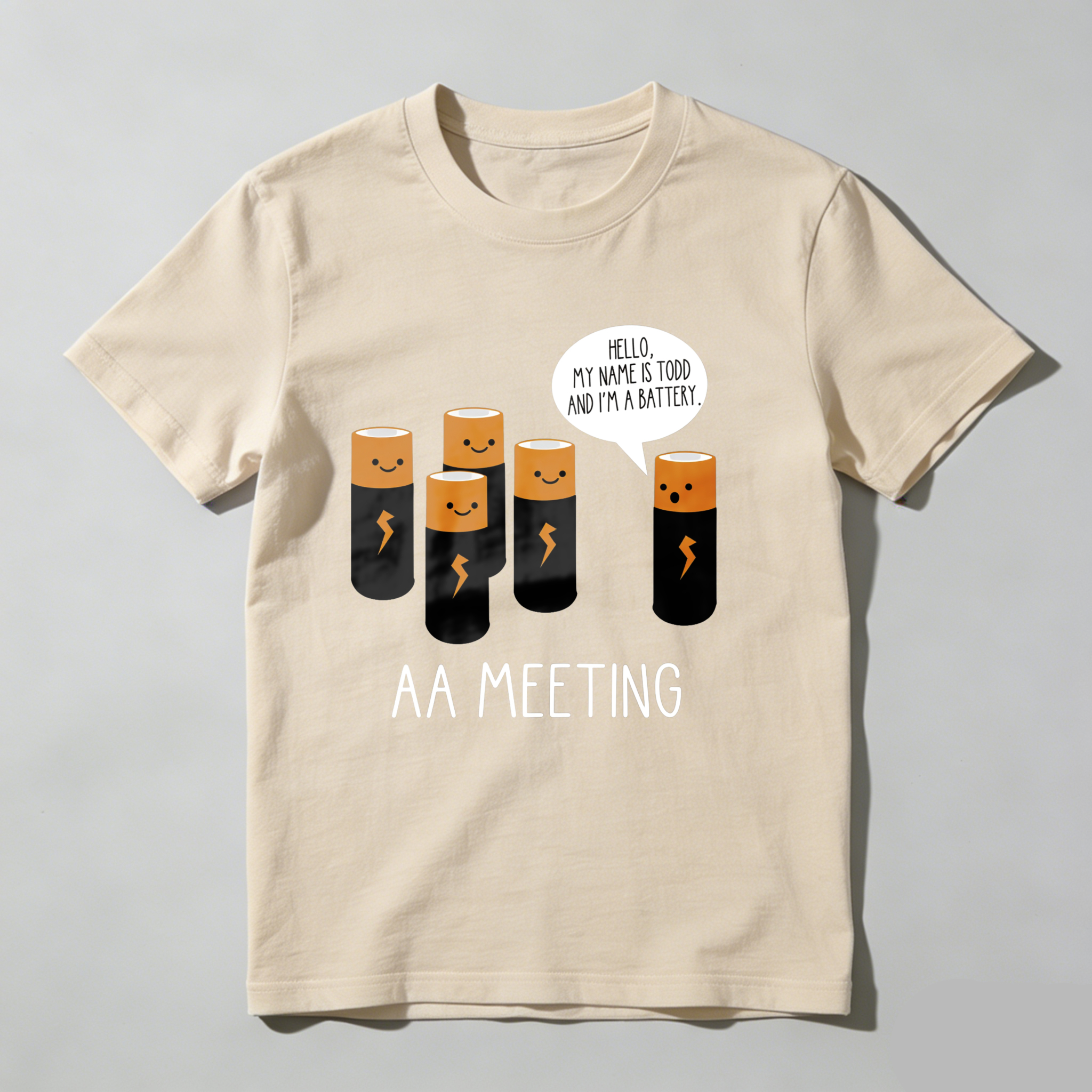 Dorawear™ Battery Characters With Speech Bubble And Text T Shirt