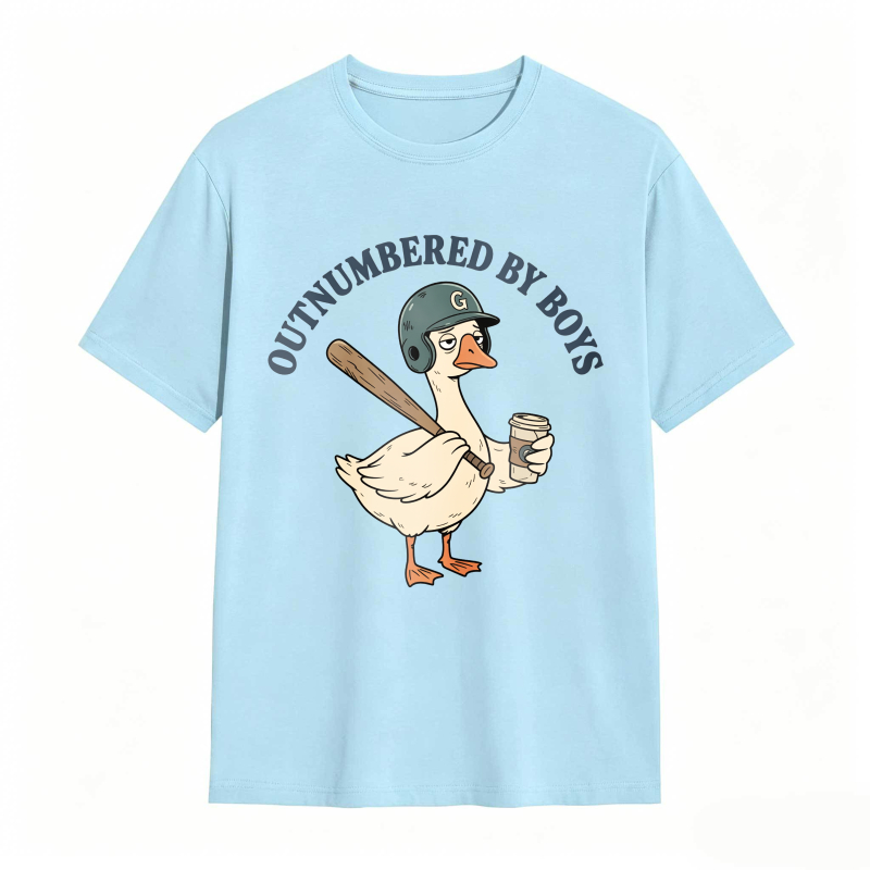 Dorawear™Duck Holding Baseball Bat And Coffee Cup Outnumbered By Boys Unisex Classic T-shirt