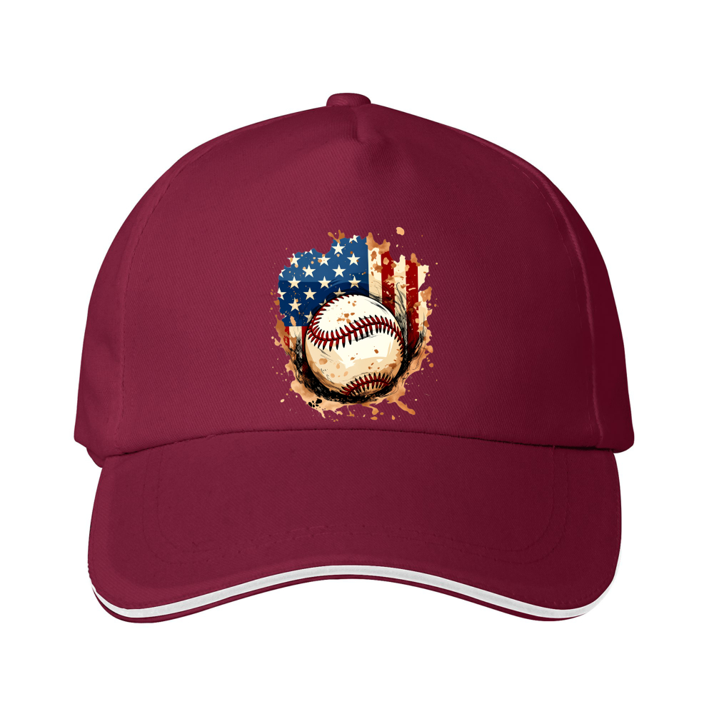 Dorawear™ Baseball Cap American Flag And Baseball Print For Sports And Casual Wear