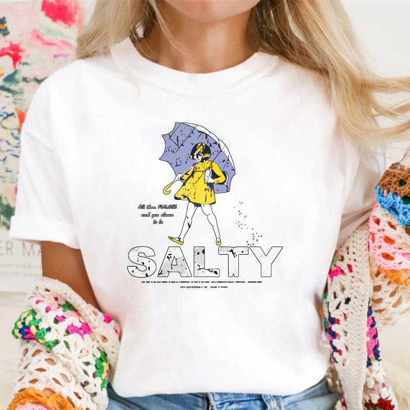 Salty Girl With Umbrella And Yellow Dress Unisex Classic T-shirt