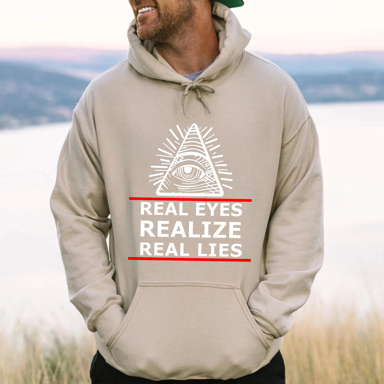 Dorawear™ Real Eyes Realize Real Lies Hoodie With All Seeing Eye Symbol Black Sweatshirt For Men Women Unisex Fashion Statement Piece-Dorawear