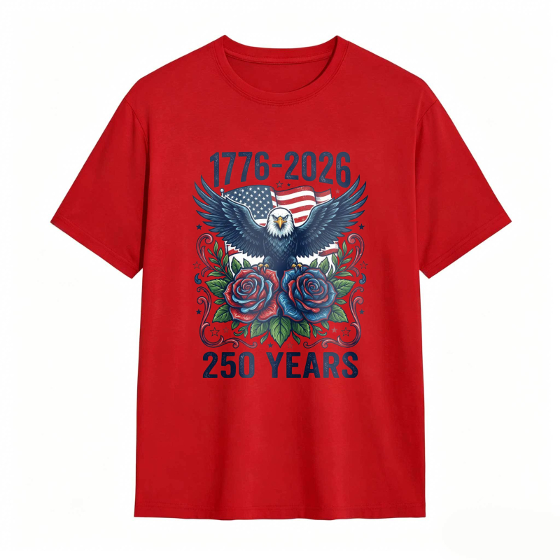 American Eagle With Roses And Flag 1776 2026 250 Years T-shirt