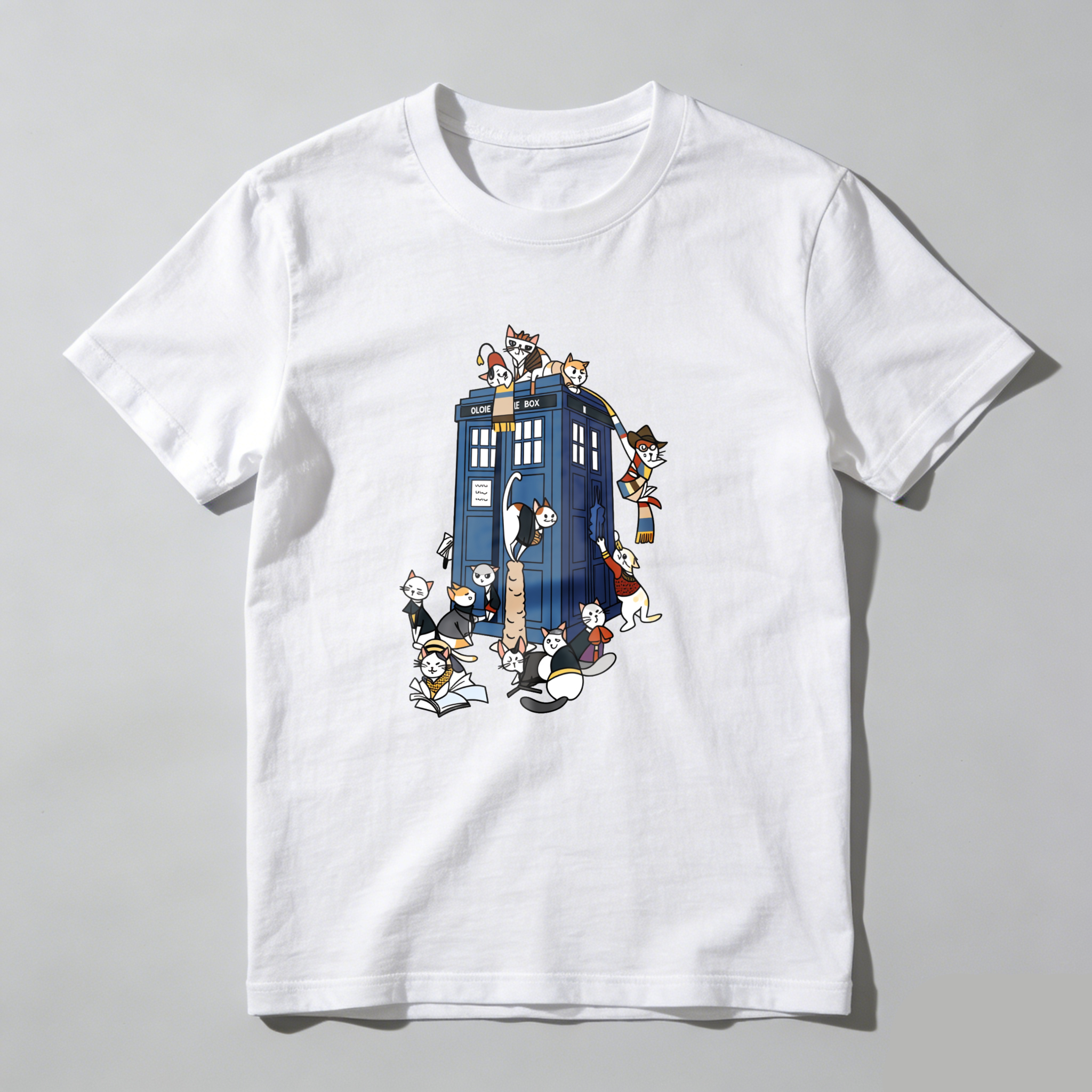 Dorawear™ Cats Surrounding Blue Police Box T Shirt