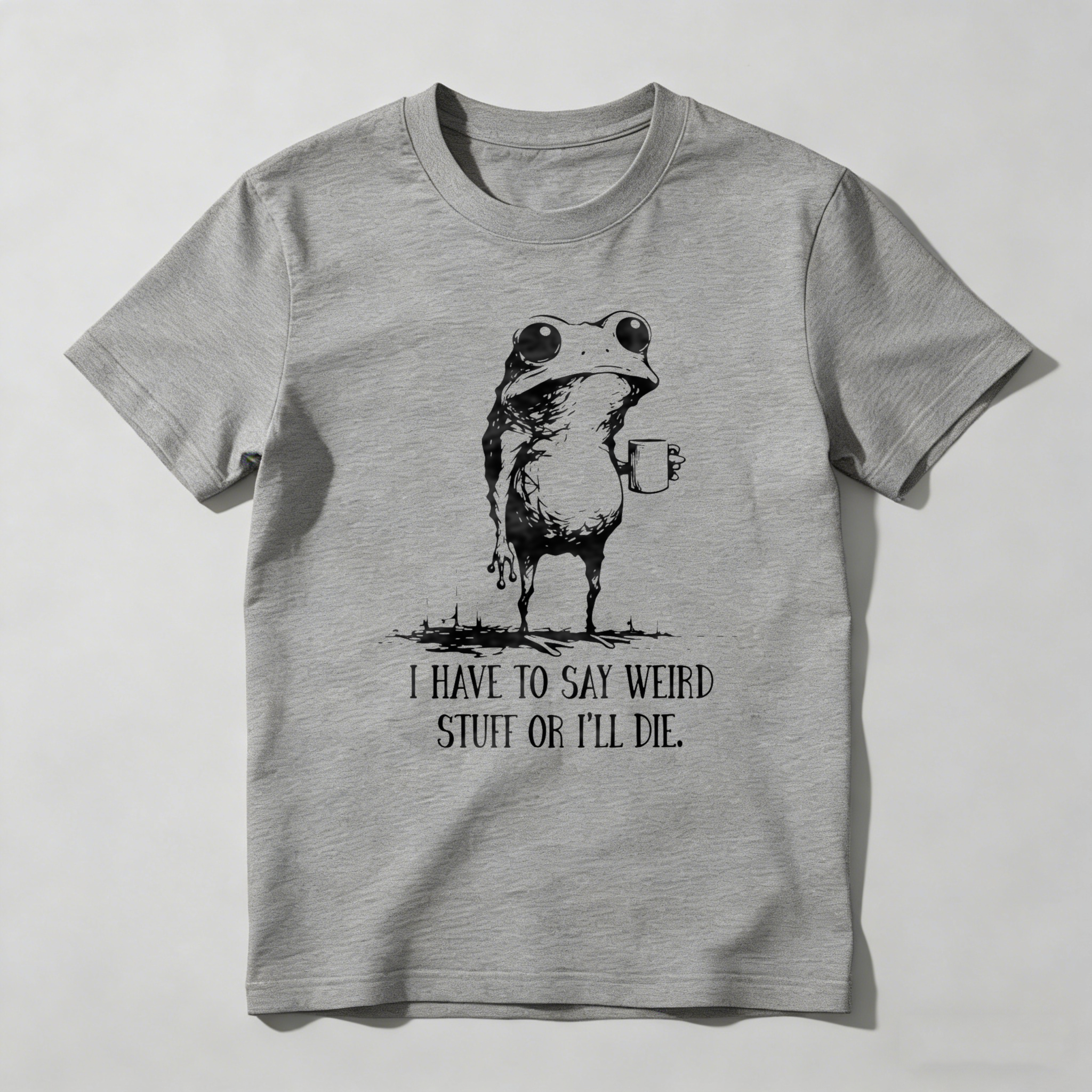 Dorawear™ Frog Holding Mug With Text Below T Shirt