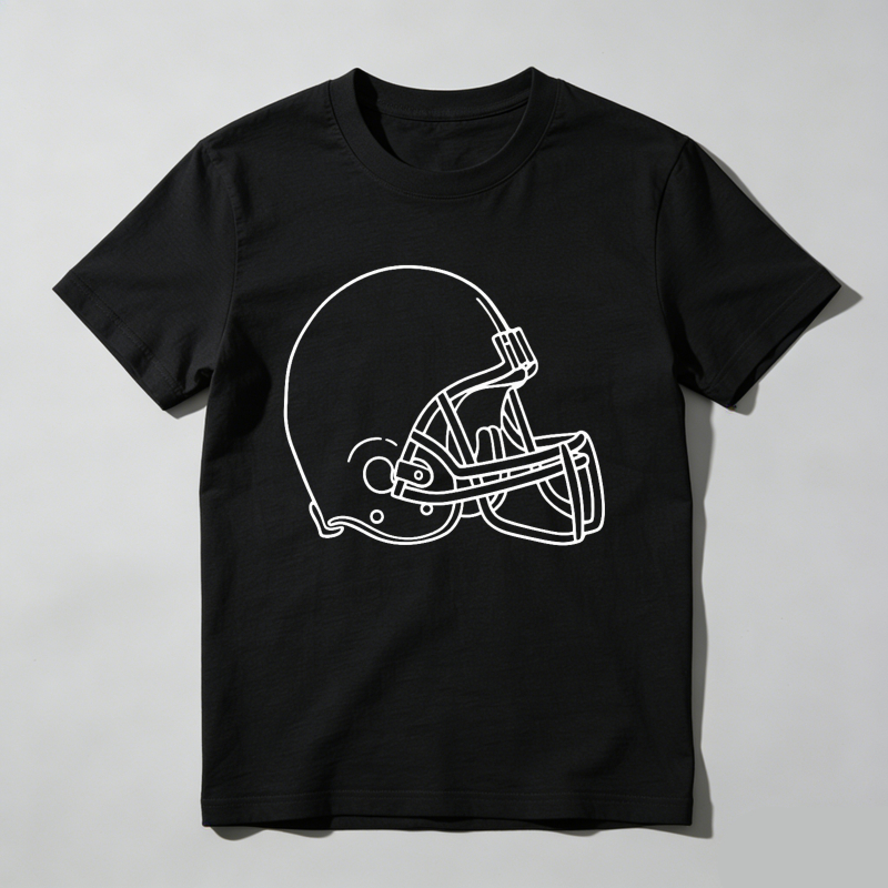 Football Helmet Outline Design Print T Shirt
