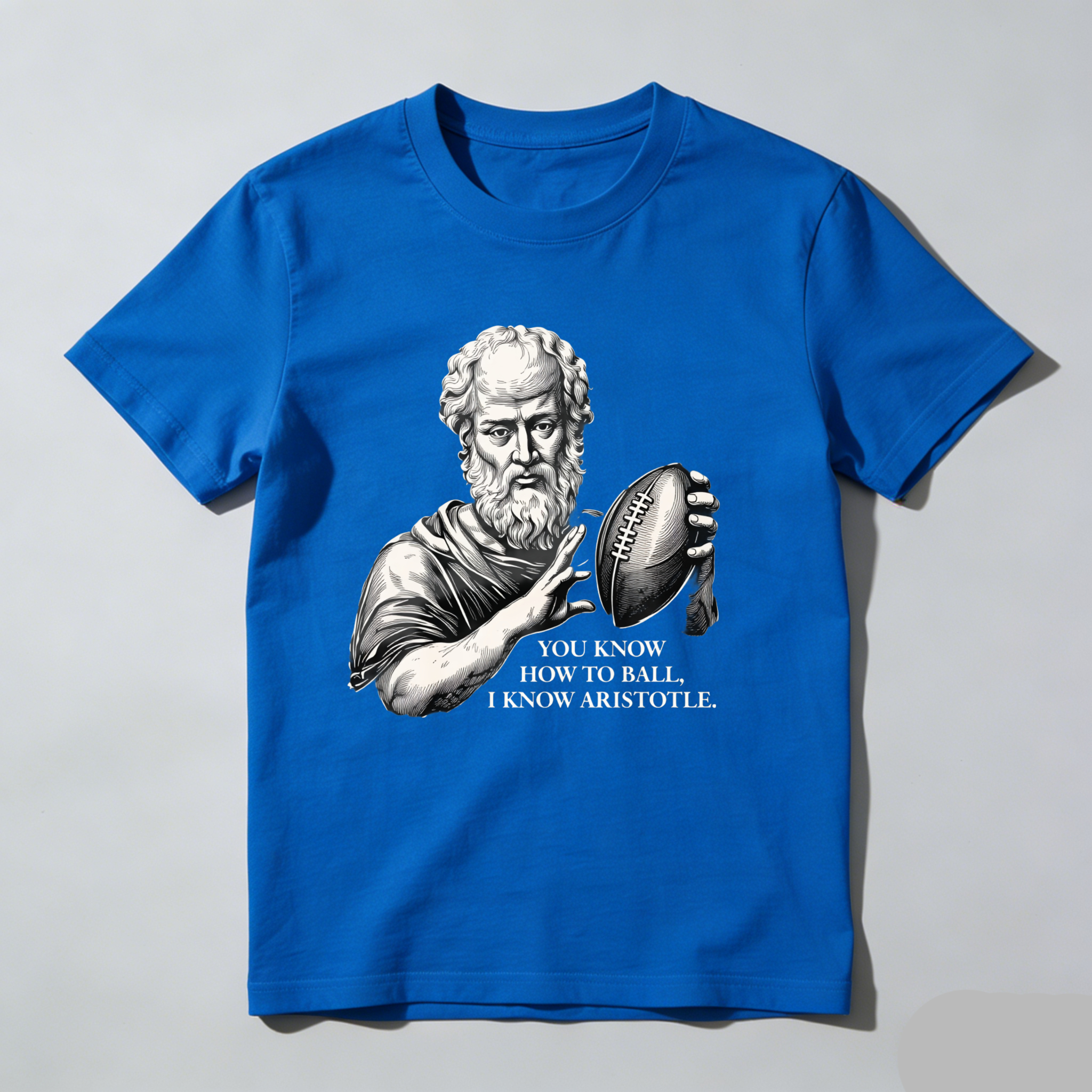 Dorawear™Aristotle Holding Football With Text T Shirt