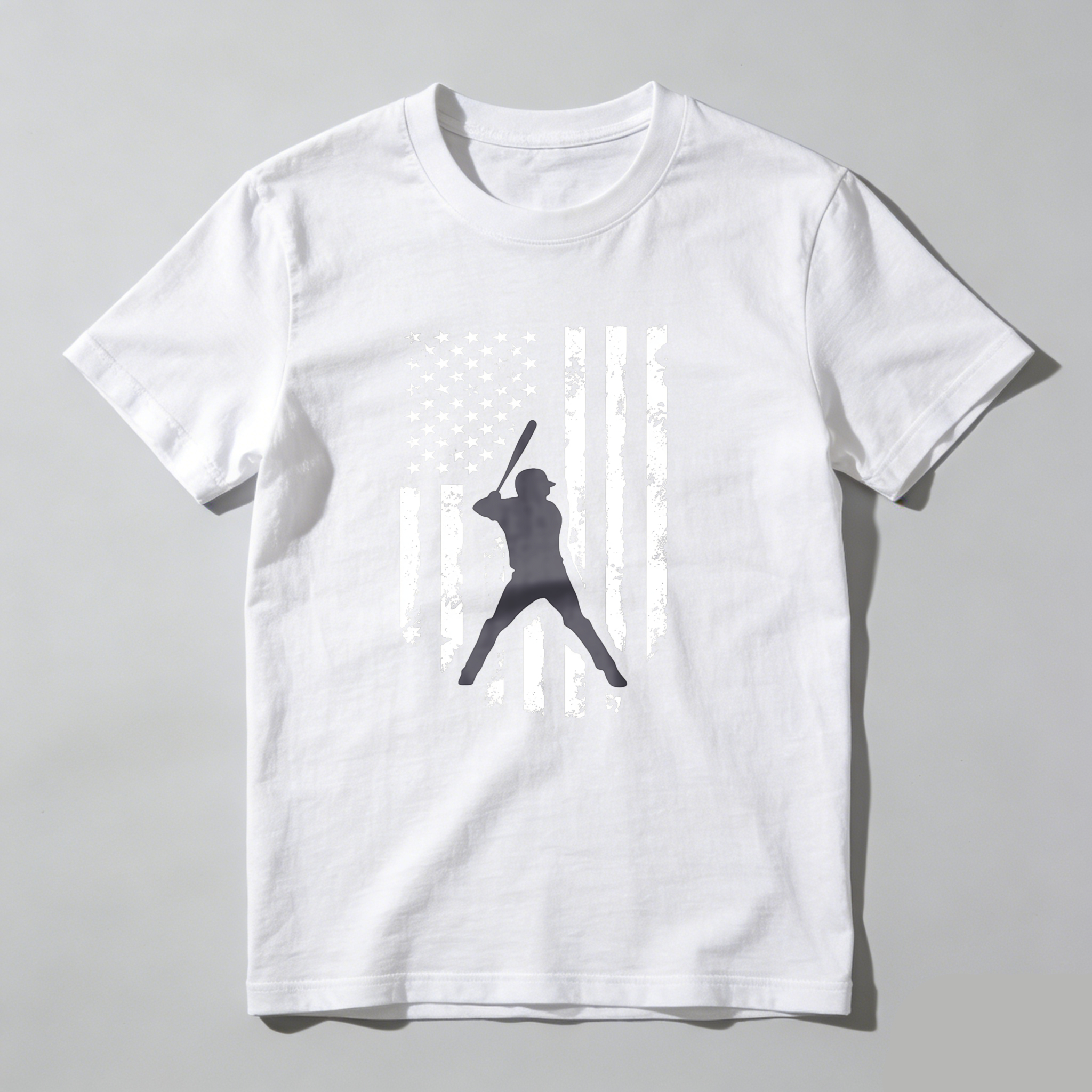 Dorawear™ American Flag With Baseball Player Silhouette  T Shirt