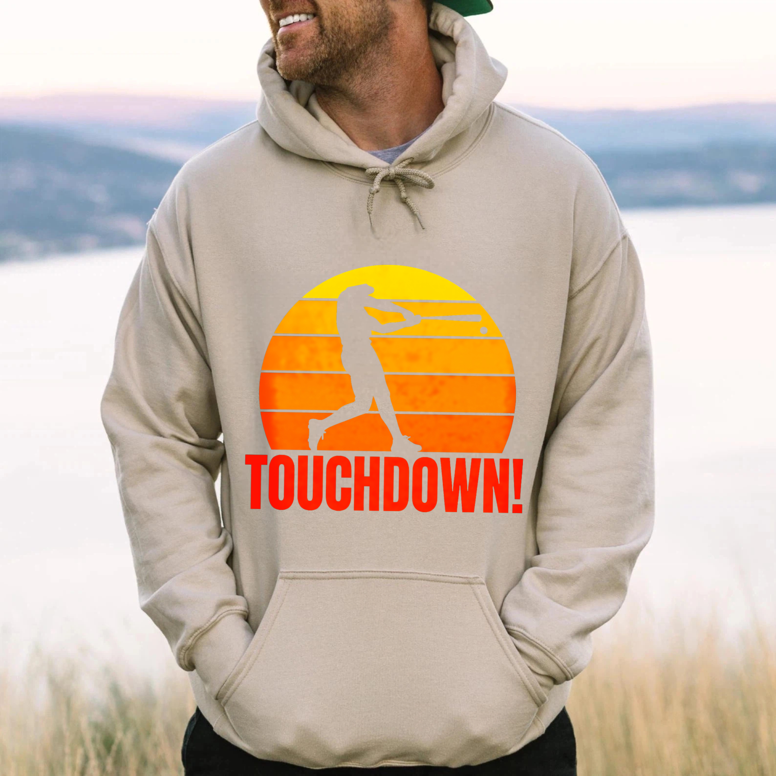 Dorawear™ Touchdown Baseball Player Sunset Hoodie Sport Inspired Graphic Sweatshirt Men Women Unisex Casual Wear-Dorawear