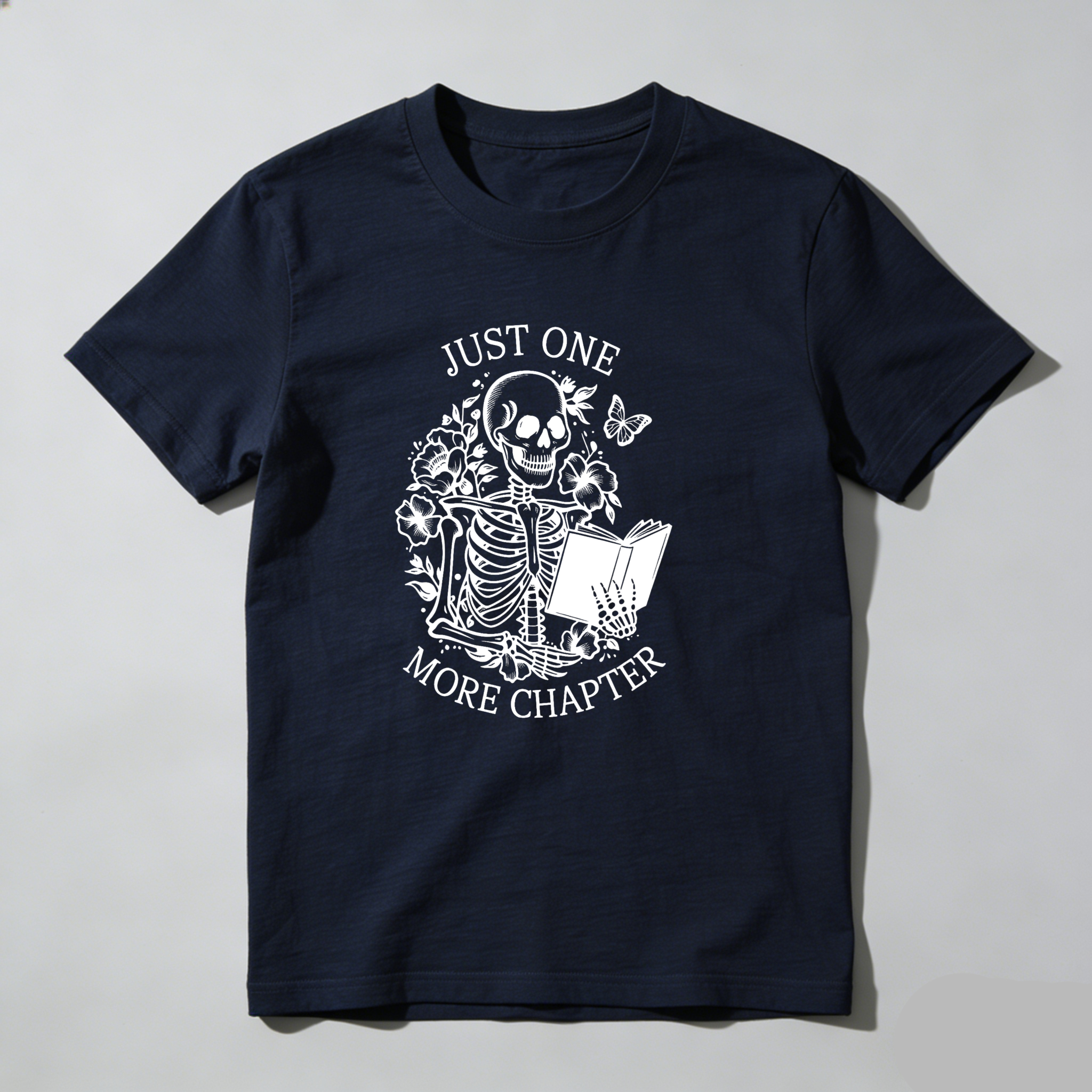 Dorawear™ Just One More Chapter Skeleton Reading Book T Shirt