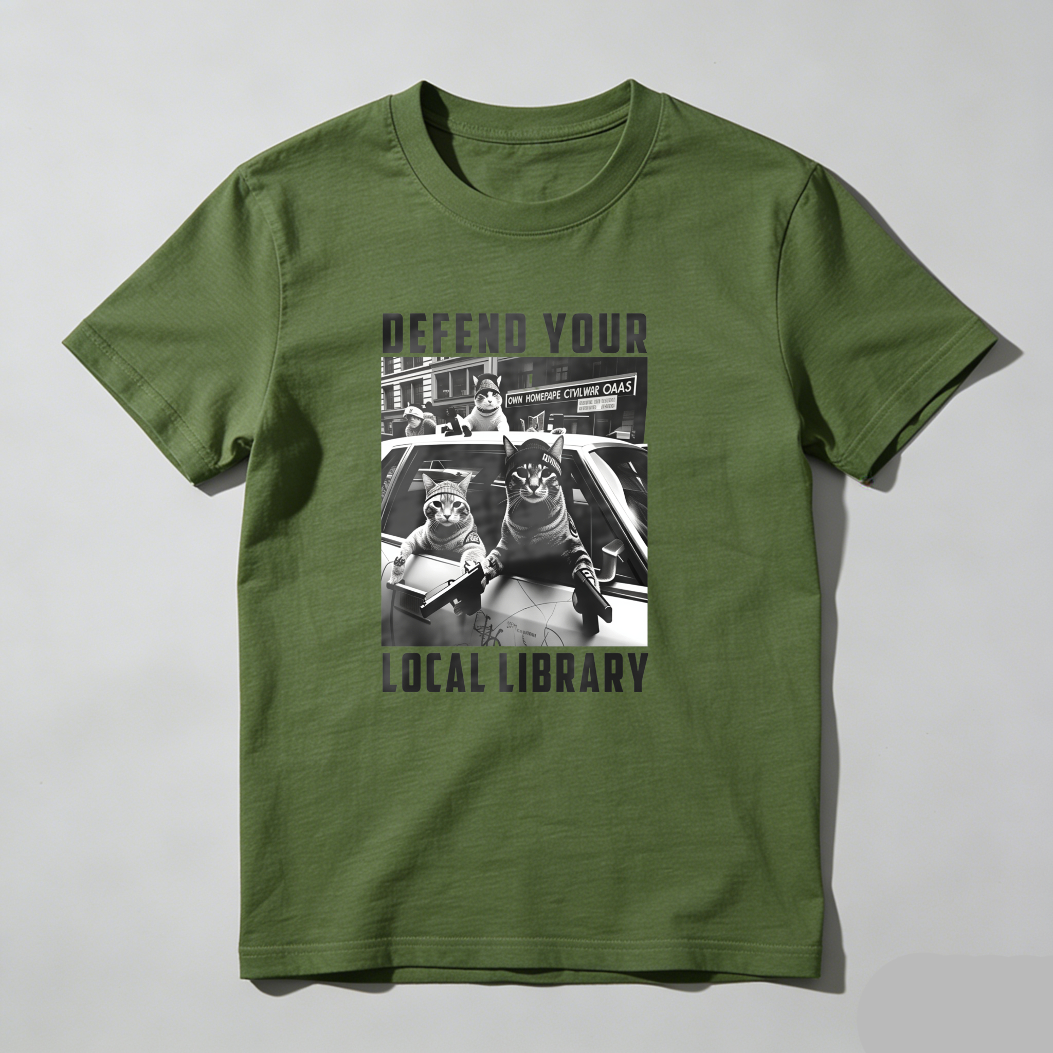 Dorawear™ Defend Your Local Library Cats In Car T Shirt