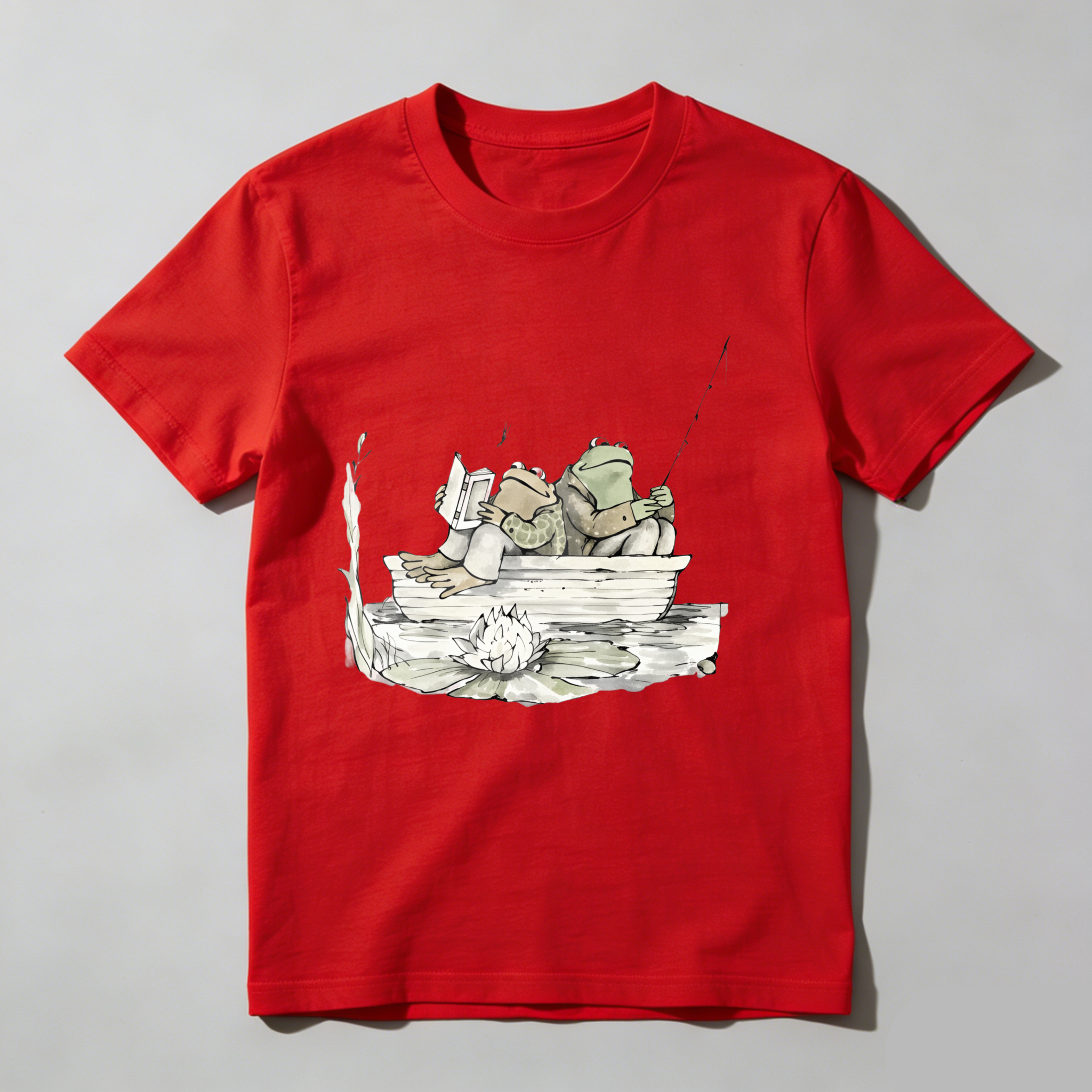 Dorawear™ Frogs Fishing In Boat On Lily Pad T Shirt