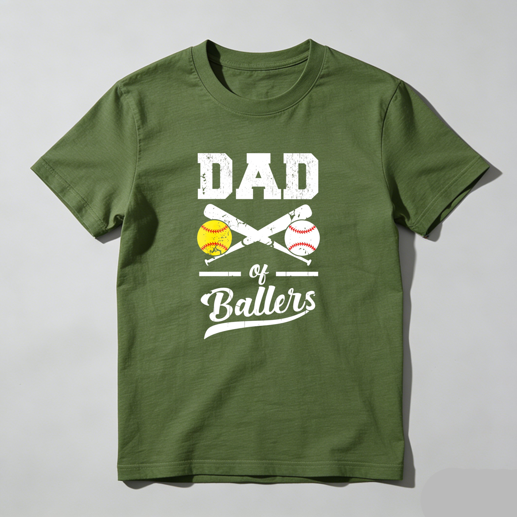 Dorawear™ Dad Of Ballers With Baseball And Softball  T Shirt-Dorawear