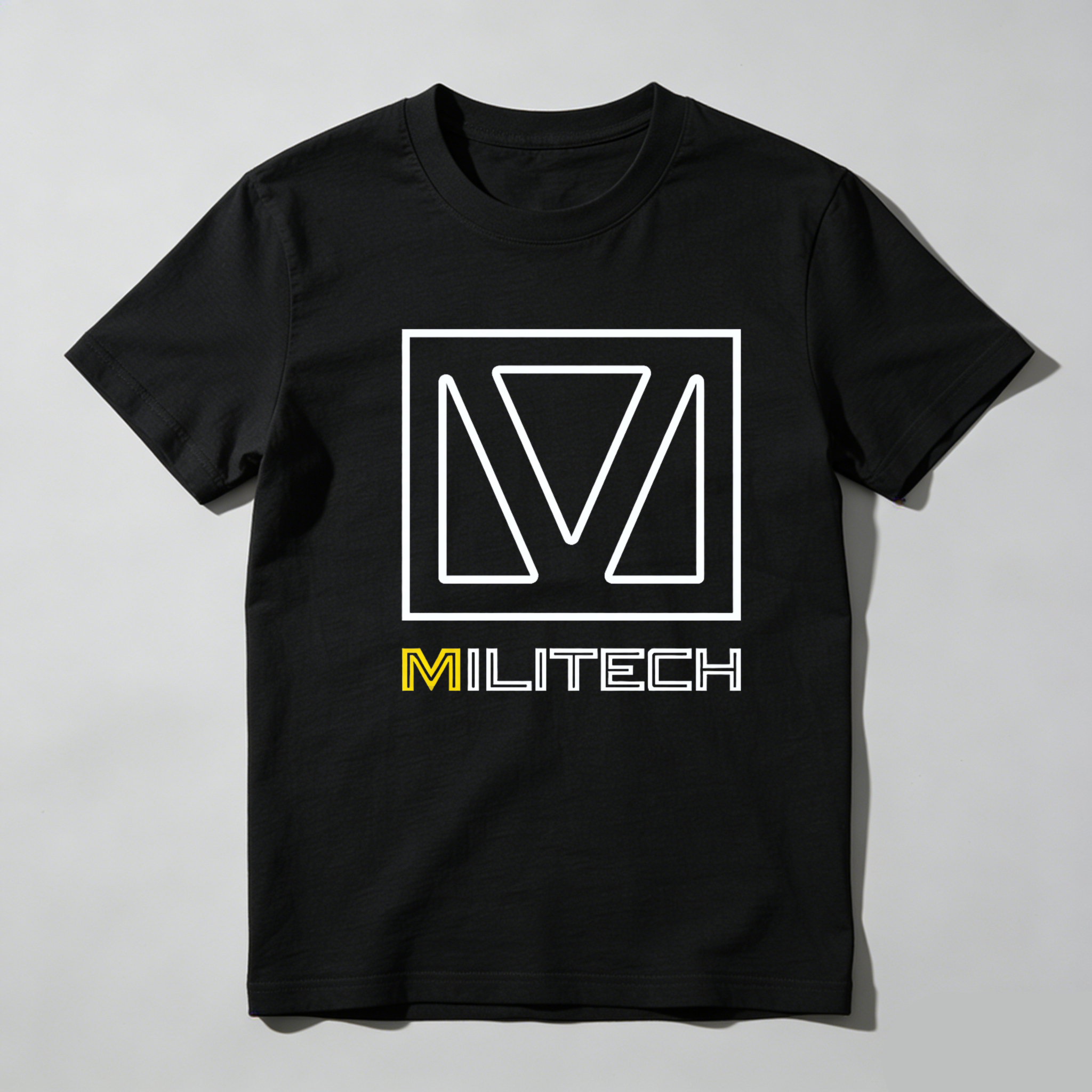 Dorawear™ Militech Logo Design White And Yellow Print Pure Cotton Short Sleeve T Shirt-Dorawear