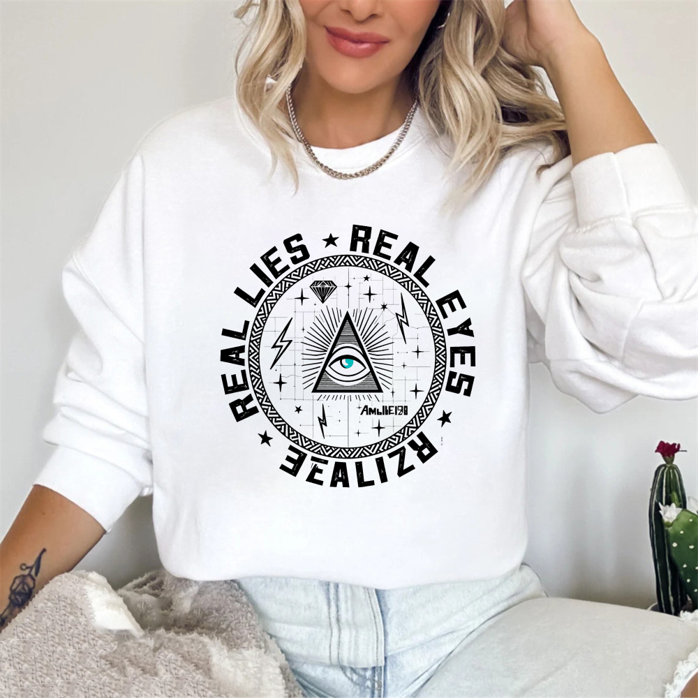 Dorawear™ All Seeing Eye Symbol With Real Lies Real Eyes Realize Text Unisex Classic Sweatshirt