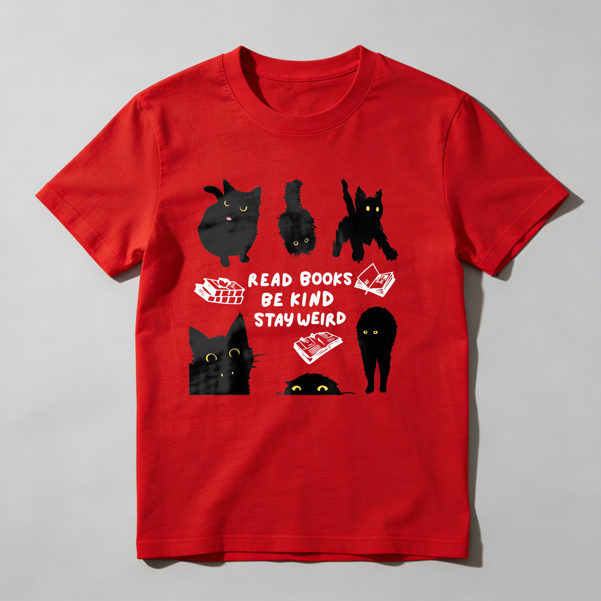 Dorawear™ Read Books Be Kind Stay Weird Cats T Shirt