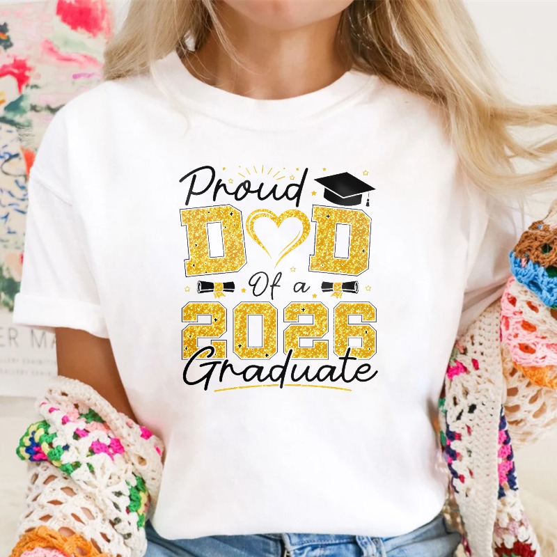Proud Dad Of A 2026 Graduate Graduation Cap Heart And Bow Tie Design Unisex Classic T-shirt
