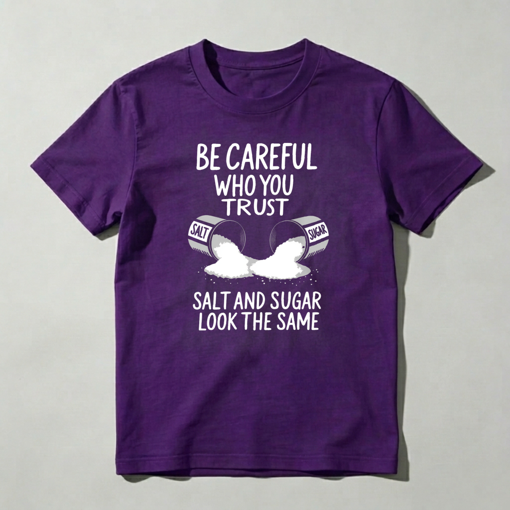 Dorawear™ Be Careful Who You Trust Salt And Sugar Look The Same T Shirt 100% cotton