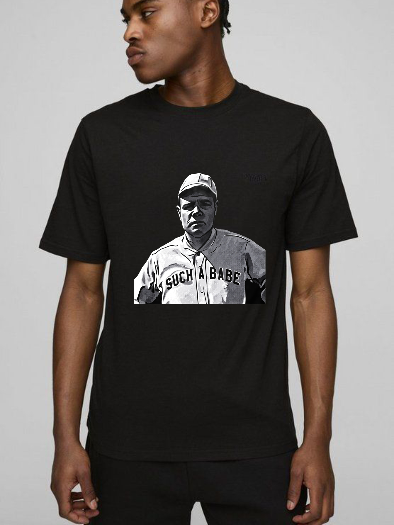 Dorawear™Babe Ruth Baseball Player Portrait Print T Shirt