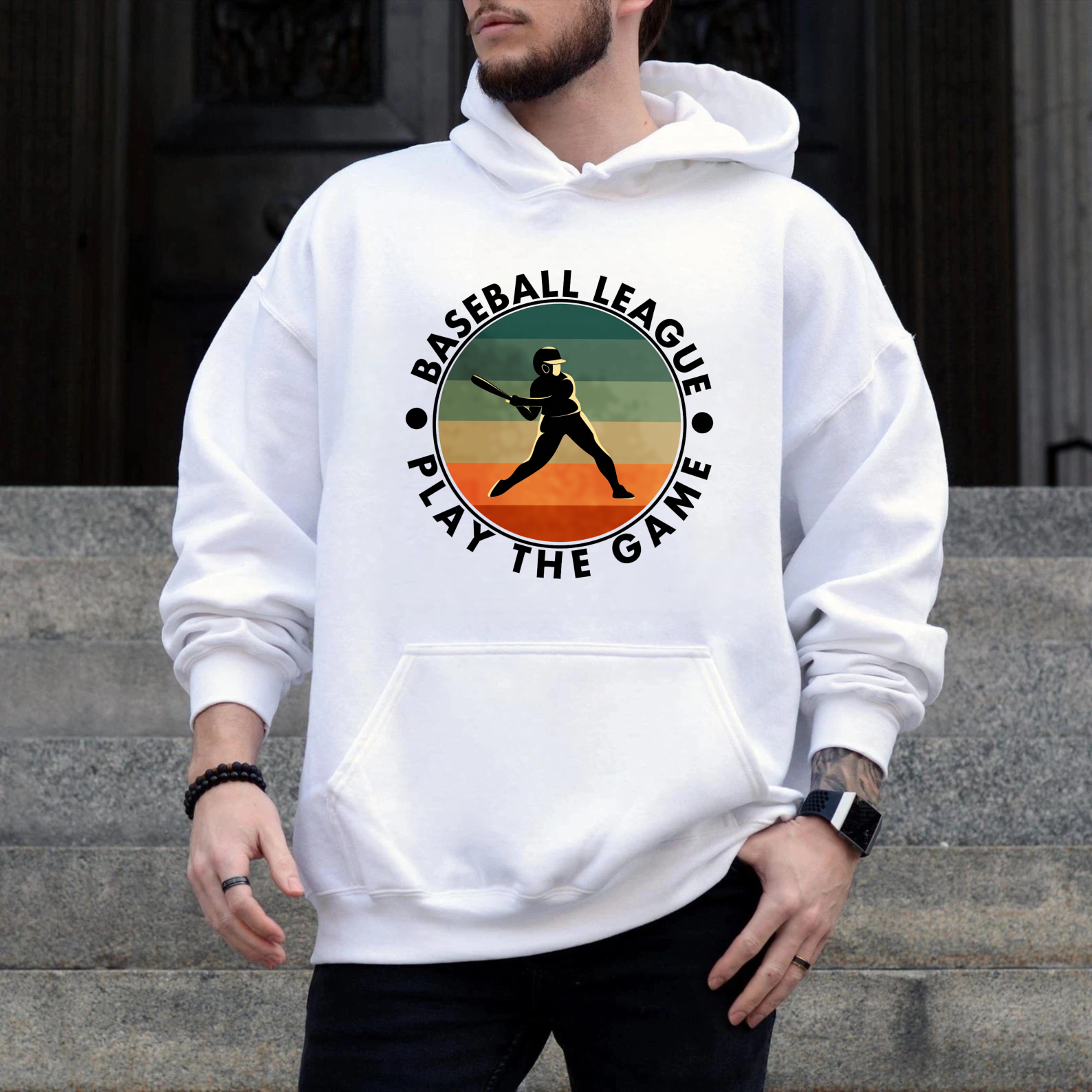 Dorawear™ Baseball League Play The Game Vintage Sport Hoodie Men Women Unisex Sweatshirt Casual Wear Athletic Apparel-Dorawear