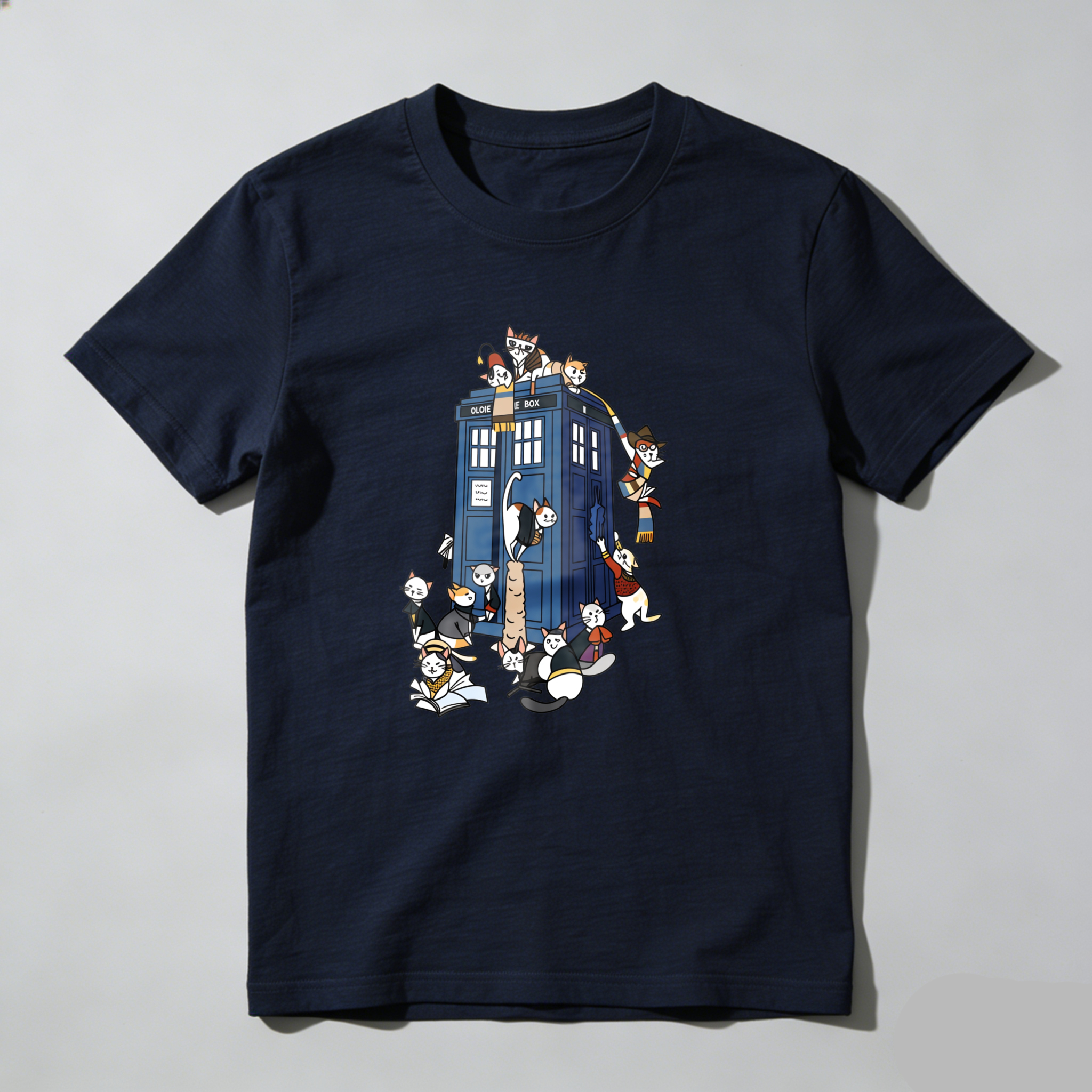 Dorawear™ Cats Surrounding Blue Police Box T Shirt
