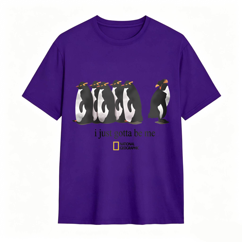 Dorawear™Penguins Standing In A Row With One Walking Away I Just Gotta Be Me National Geographic Logo Unisex Classic T-shirt