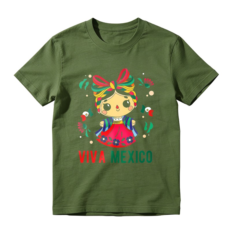 Mexican Doll With Traditional Dress And Viva Mexico Text Unisex Classic T-shirt