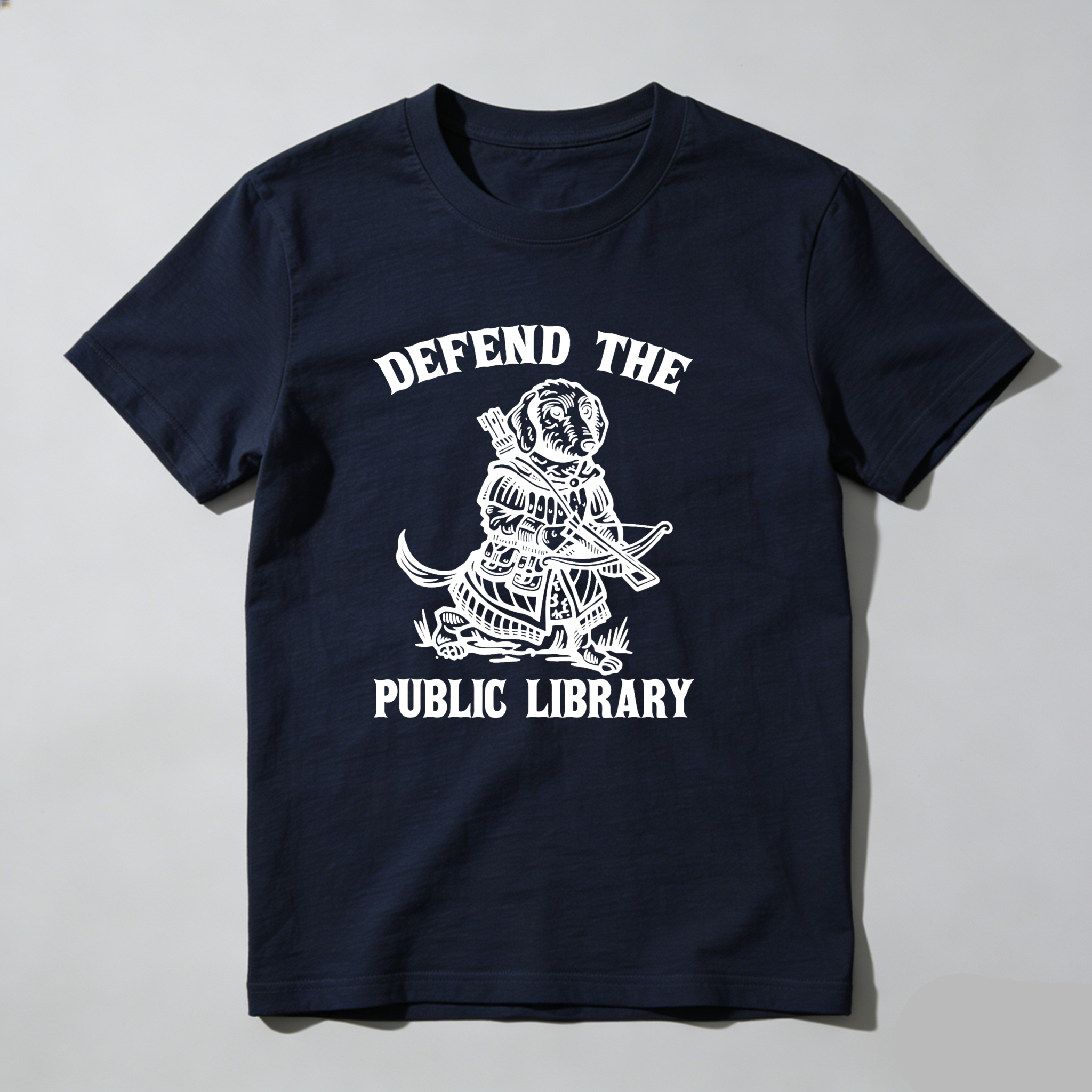 Dorawear™ Defend The Public Library Dog With Sword T Shirt