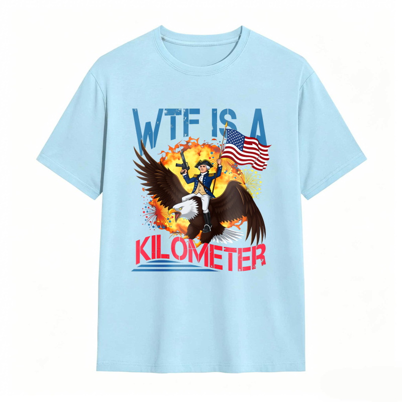 Dorawear™ Wtf Is A Kilometer Eagle And American Flag Design Unisex Classic T-shirt