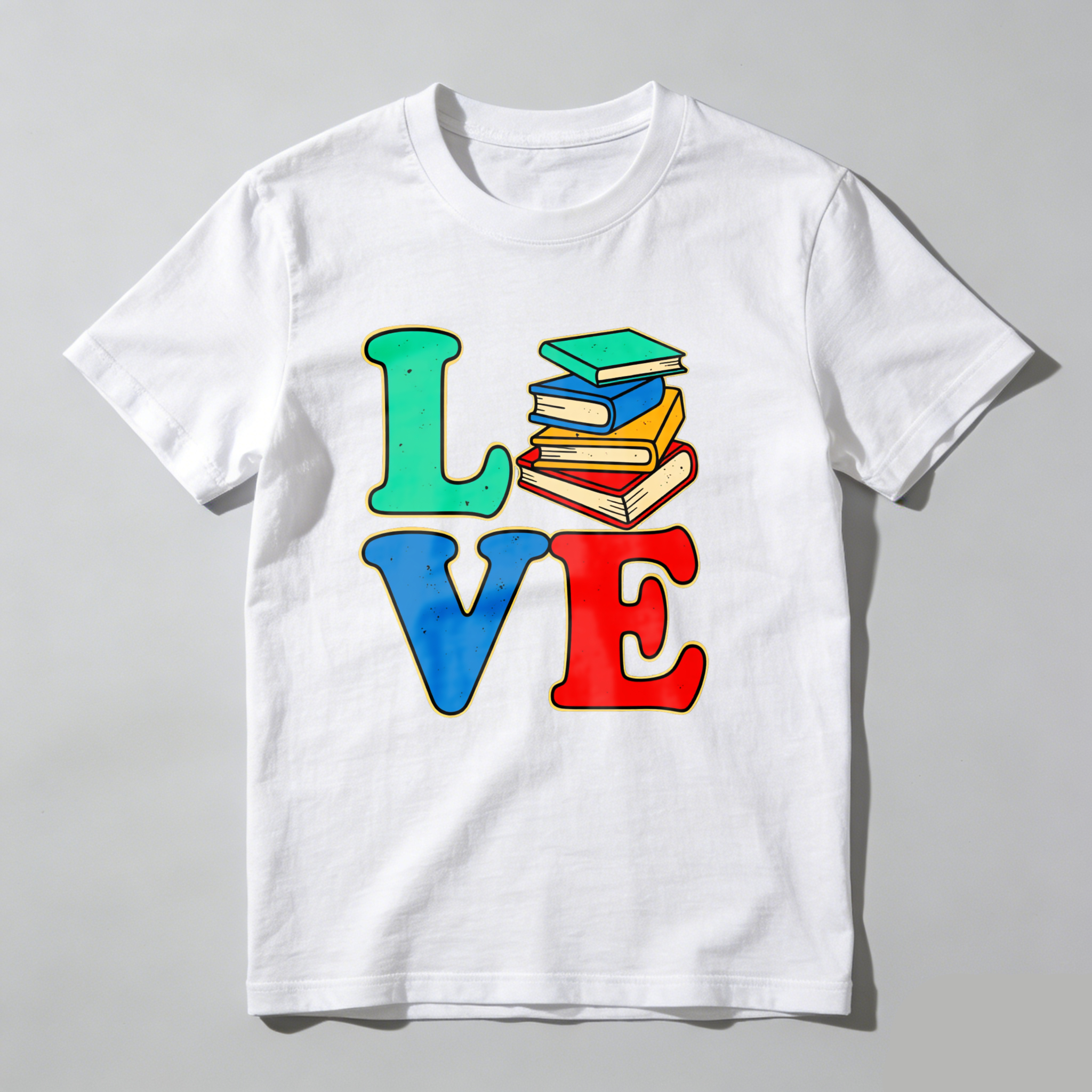 Dorawear Love Books Stack Colorful Letters T Shirt