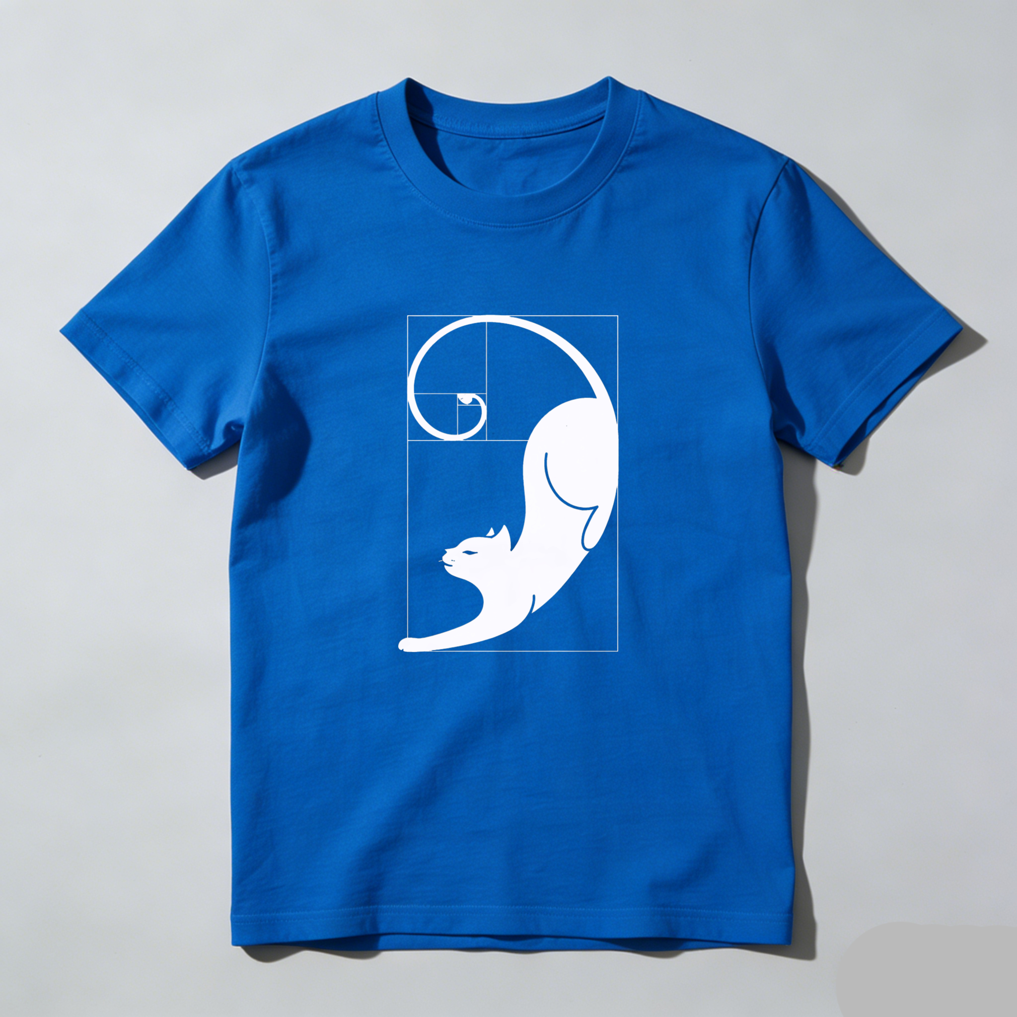 Dorawear™ Cat Fibonacci Spiral Design Pure Cotton Short Sleeve T Shirt-Dorawear