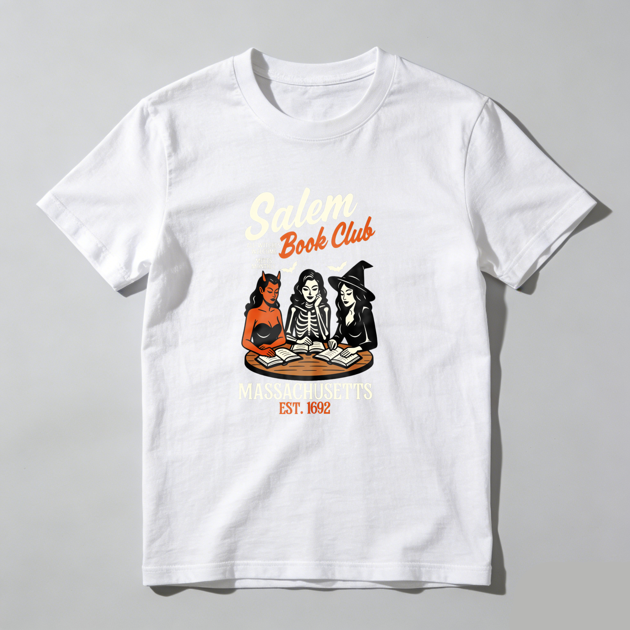 Dorawear™ Salem Book Club Witches Reading Books Massachusetts Est 1692 T Shirt