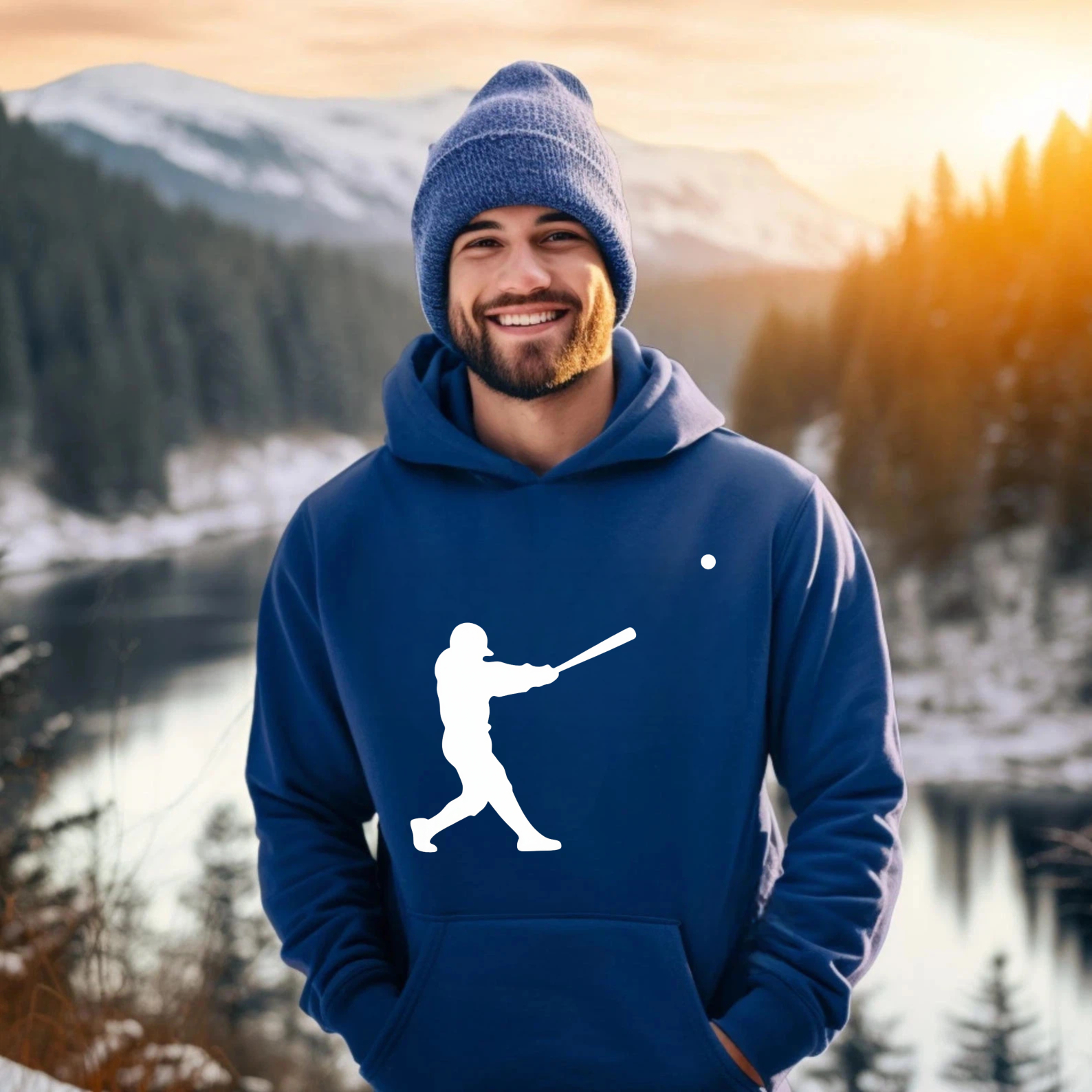 Dorawear™ Baseball Player Silhouette Hoodie Black Sportswear Sweatshirt For Men And Women Casual Wear With Pocket And Hood Design-Dorawear